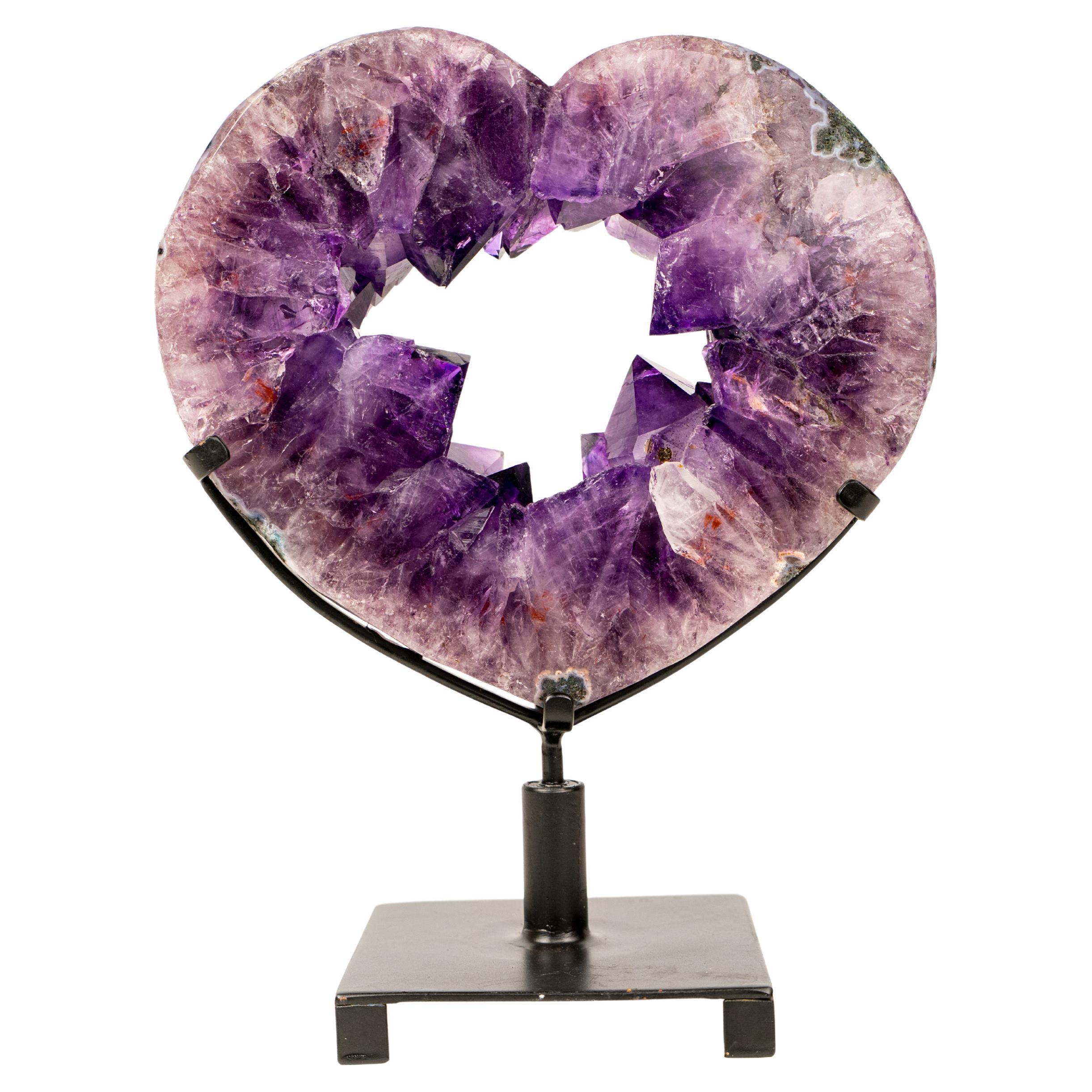 AAA-Grade Natural Rich Purple Amethyst Heart Portal For Sale