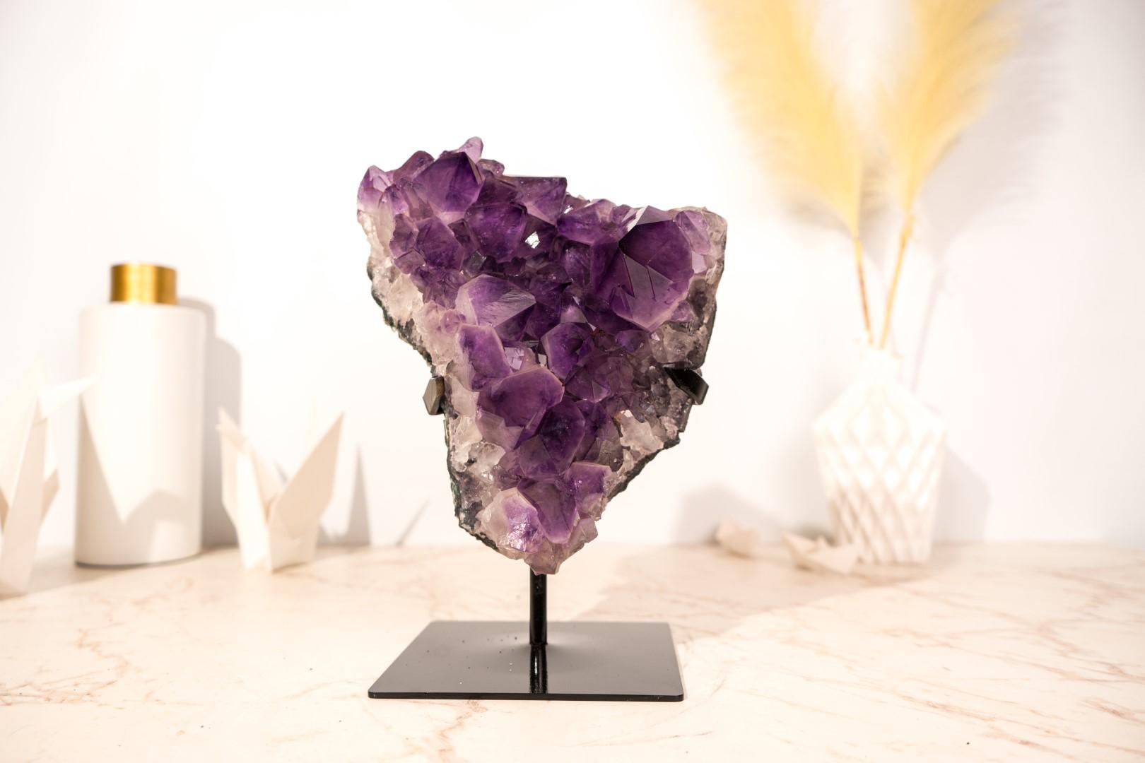 Purple Amethyst Cluster Specimen with Large, High-Grade Amethyst Points For Sale 5