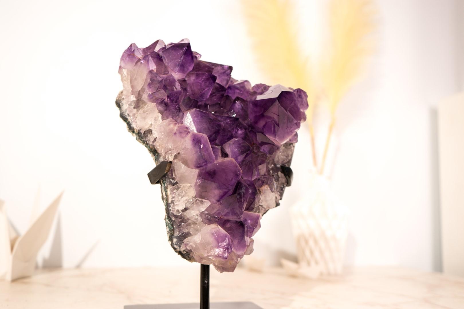 Purple Amethyst Cluster Specimen with Large, High-Grade Amethyst Points For Sale 6