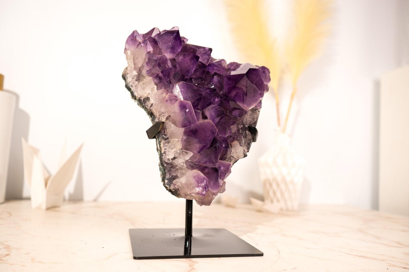 Purple Amethyst Cluster Specimen with Large, High-Grade Amethyst Points For Sale 7