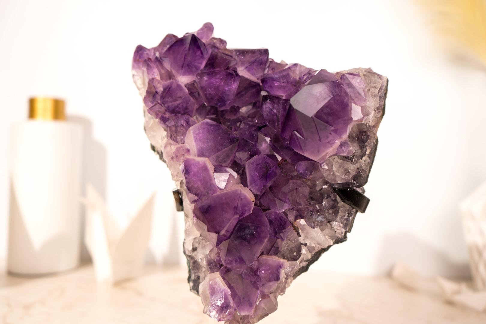 Purple Amethyst Cluster Specimen with Large, High-Grade Amethyst Points For Sale 8