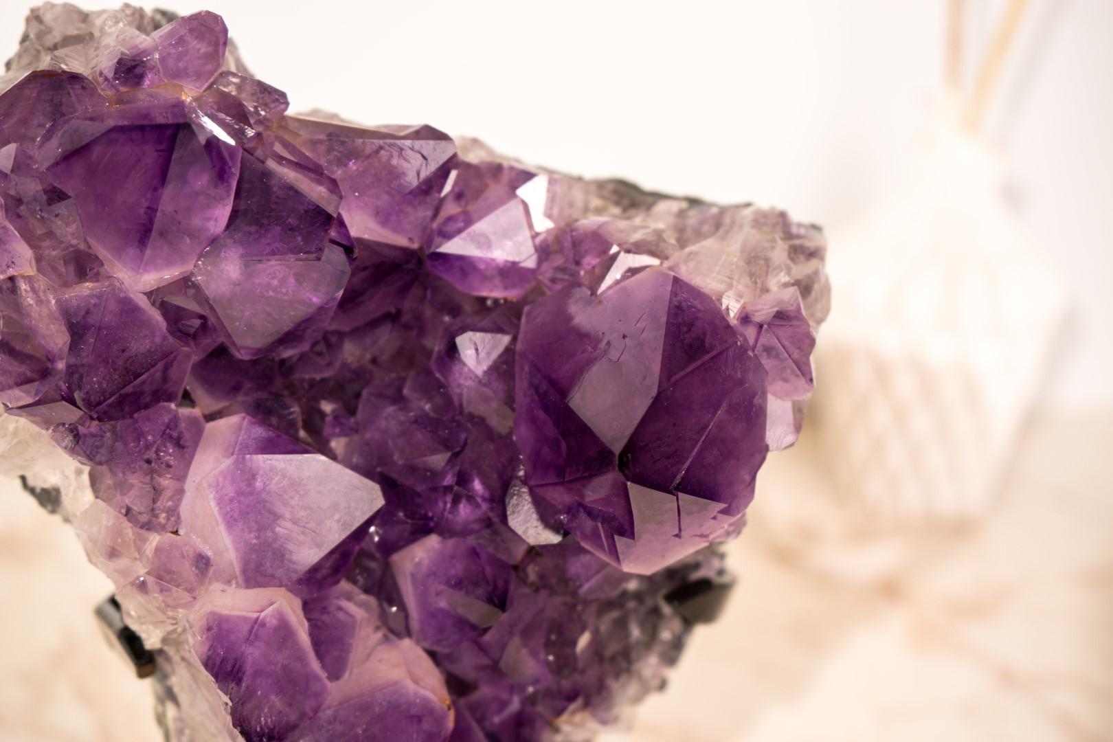 Purple Amethyst Cluster Specimen with Large, High-Grade Amethyst Points For Sale 9