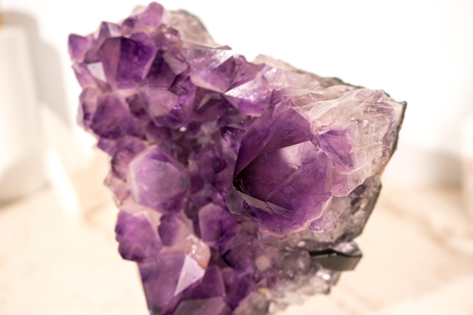 Purple Amethyst Cluster Specimen with Large, High-Grade Amethyst Points For Sale 10