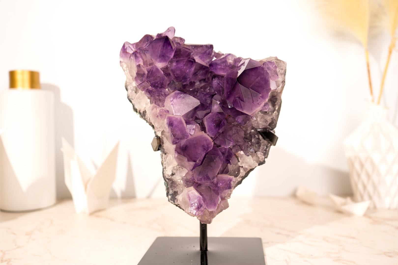 Brazilian Purple Amethyst Cluster Specimen with Large, High-Grade Amethyst Points For Sale