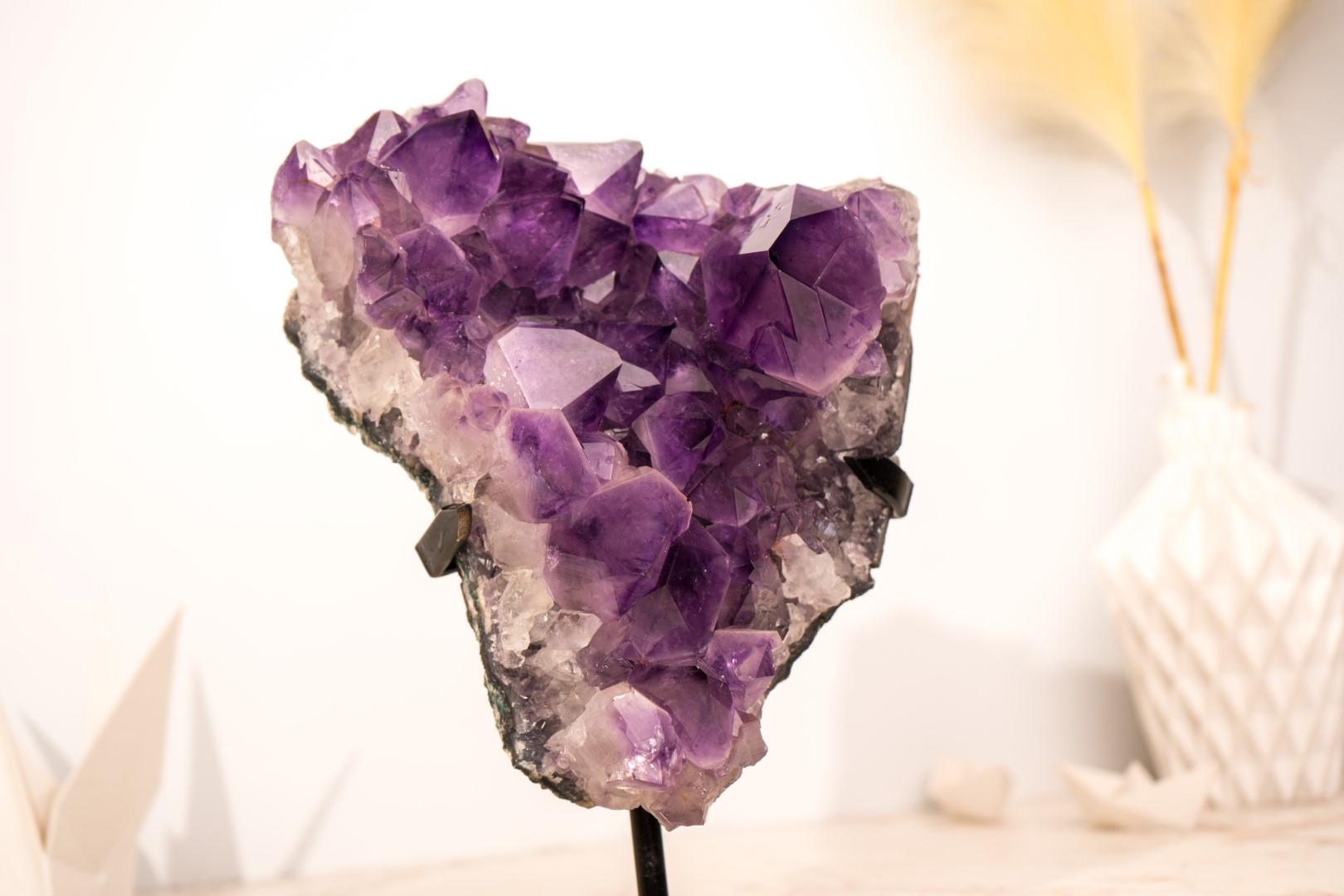 Purple Amethyst Cluster Specimen with Large, High-Grade Amethyst Points For Sale 1
