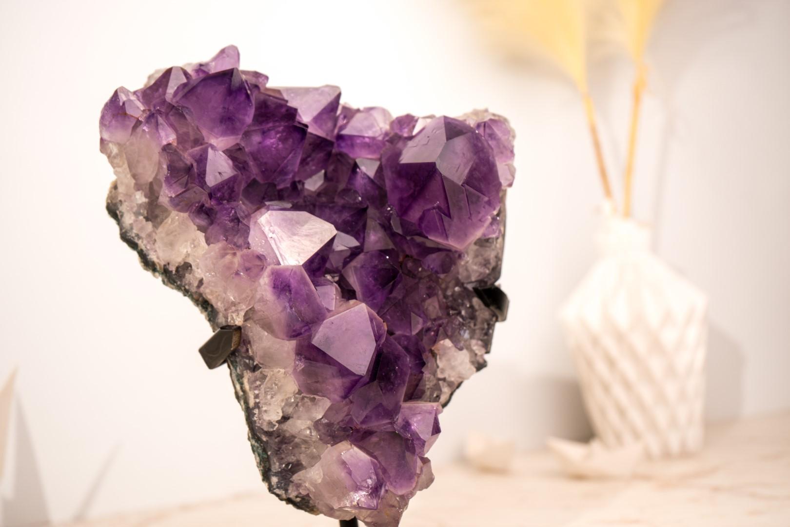 Purple Amethyst Cluster Specimen with Large, High-Grade Amethyst Points For Sale 2