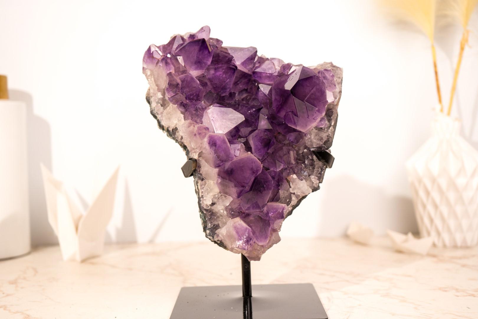 Purple Amethyst Cluster Specimen with Large, High-Grade Amethyst Points For Sale 3