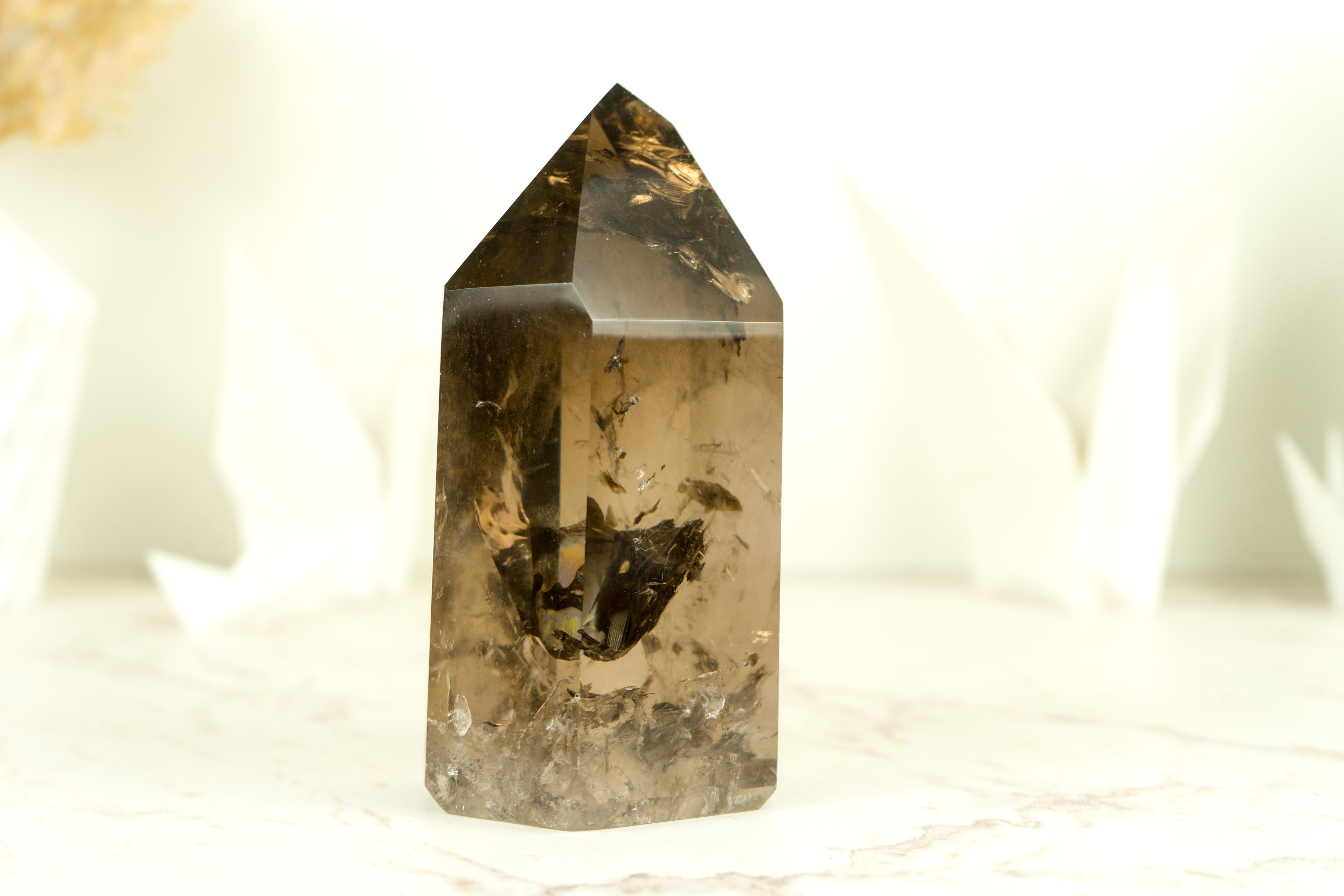 With remarkable clarity, brilliance and aesthetics, this Natural Smoky Quartz Generator was meticulously cut and polished to showcase a perfect blend of natural beauty and responsible mining. A Smoky Crystal that makes a valuable addition to your