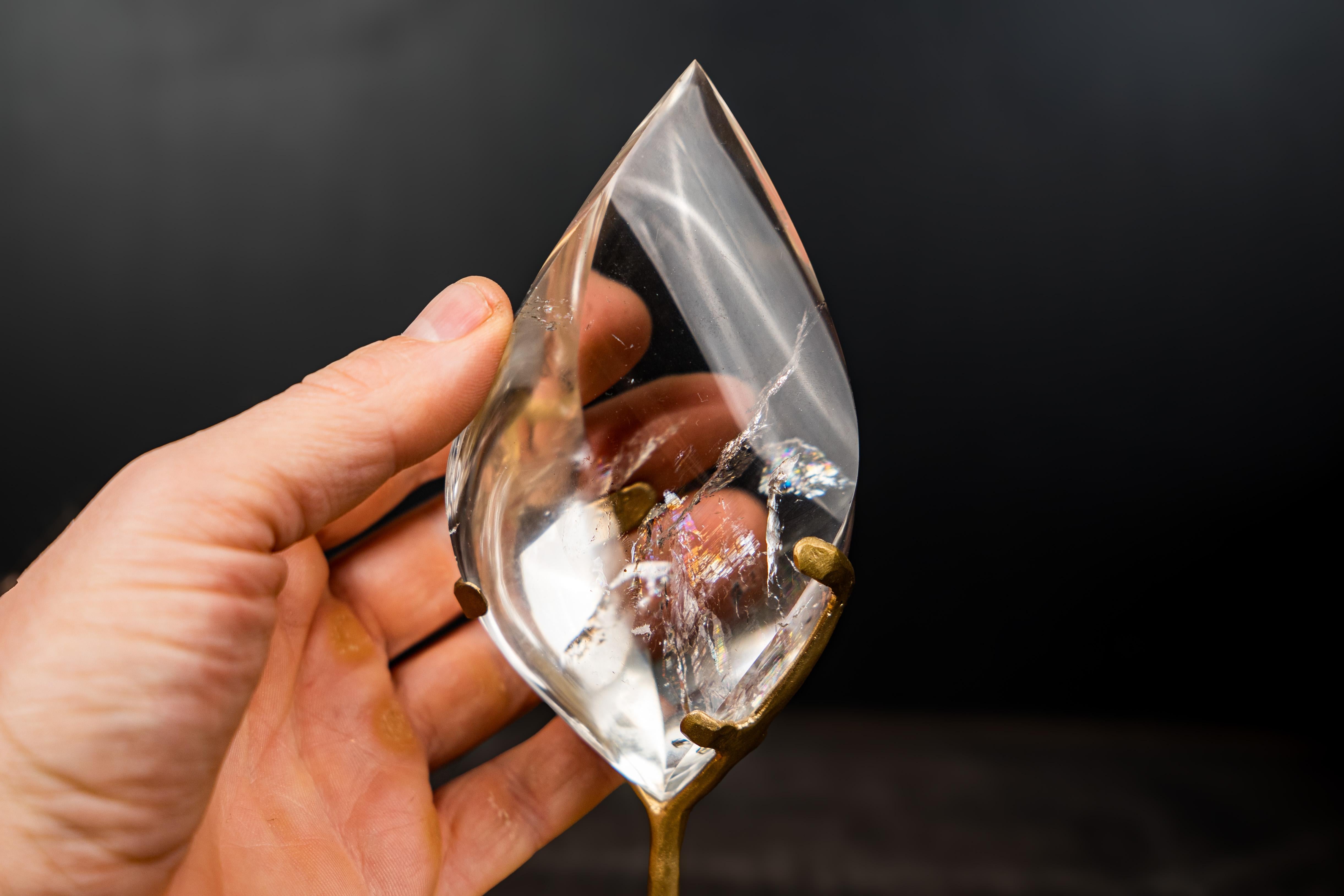 Contemporary AAA-Grade Water-Clear Quartz Flame Sculpture For Sale