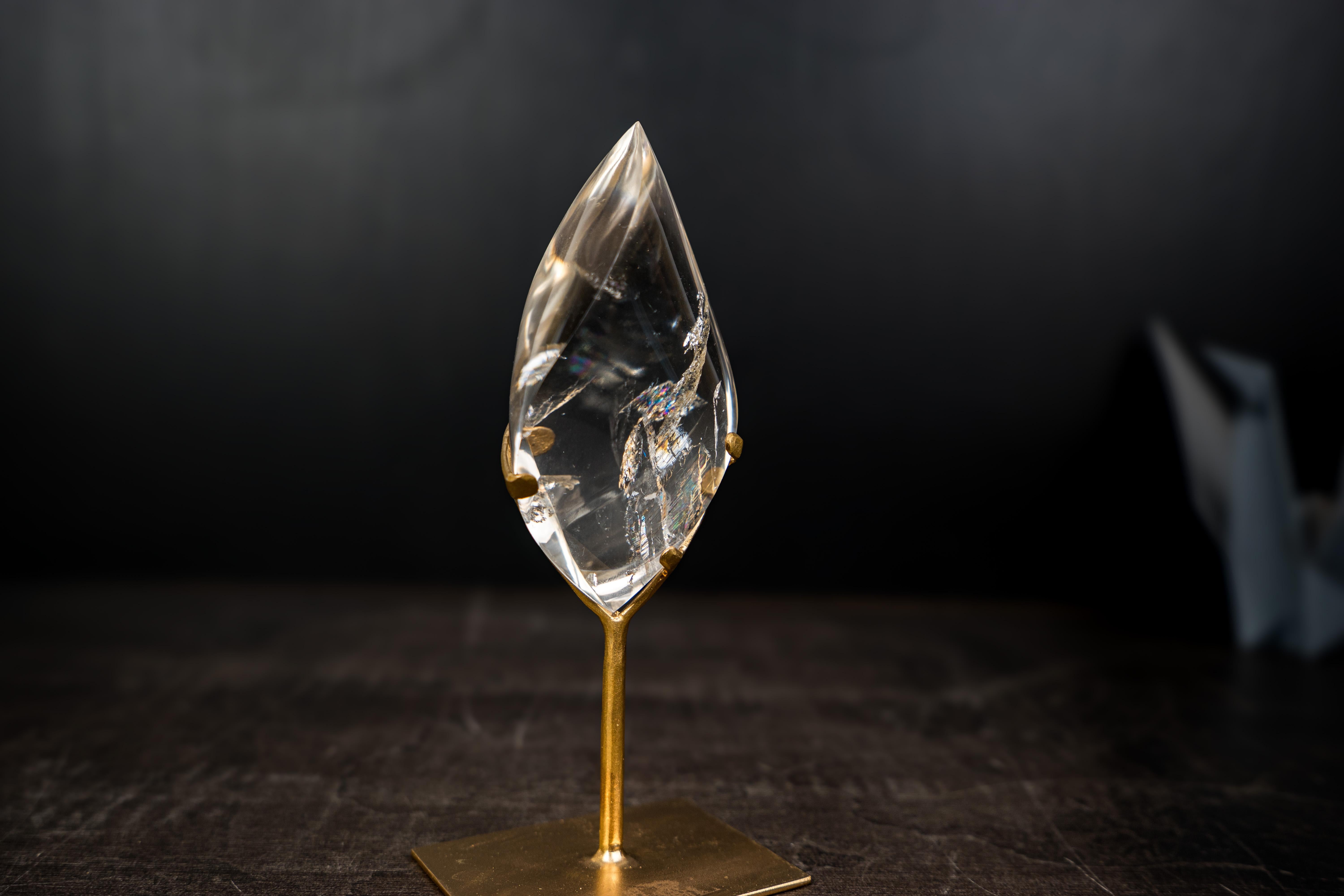 Crystal AAA-Grade Water-Clear Quartz Flame Sculpture For Sale