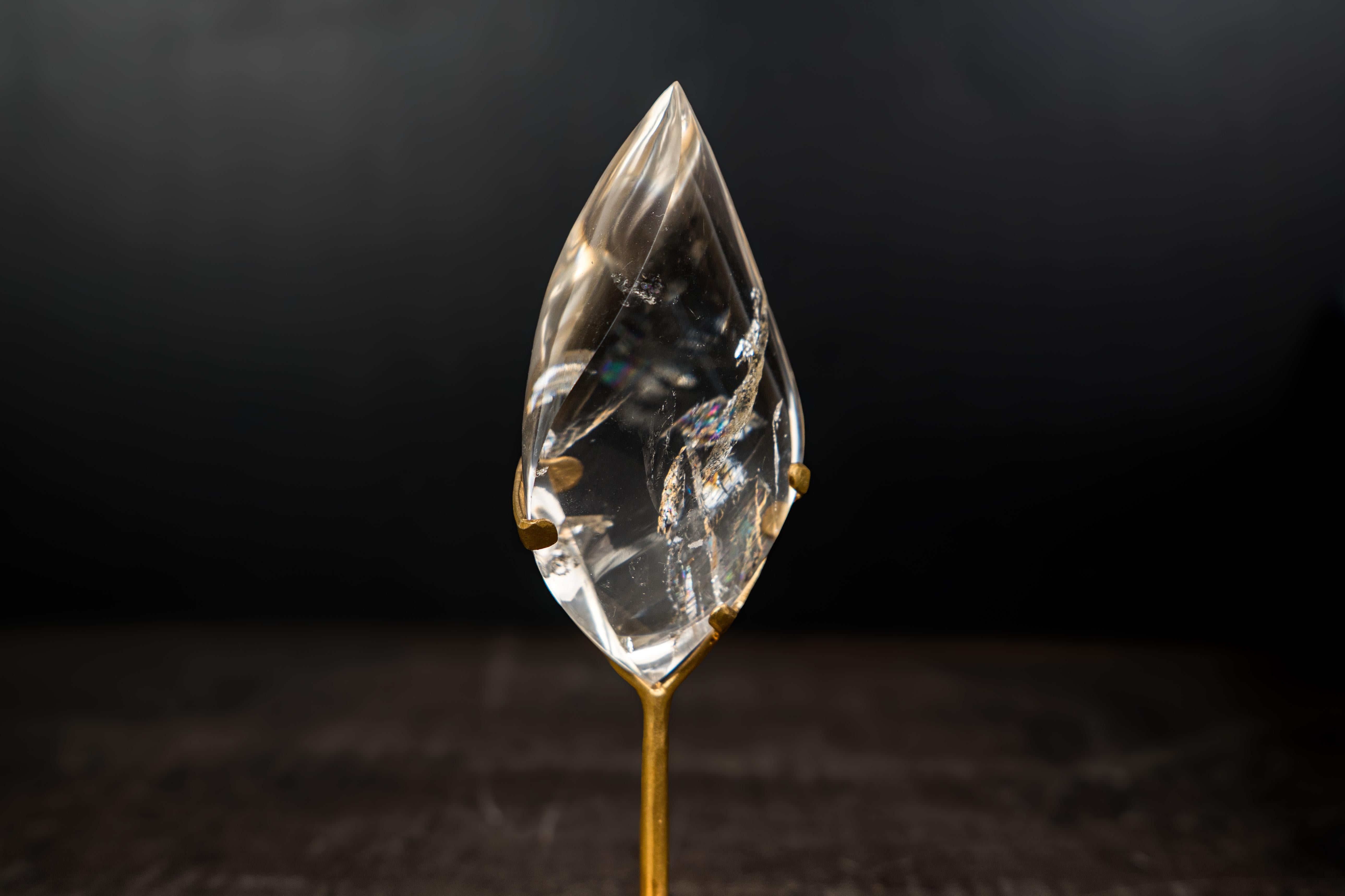 AAA-Grade Water-Clear Quartz Flame Sculpture For Sale 1