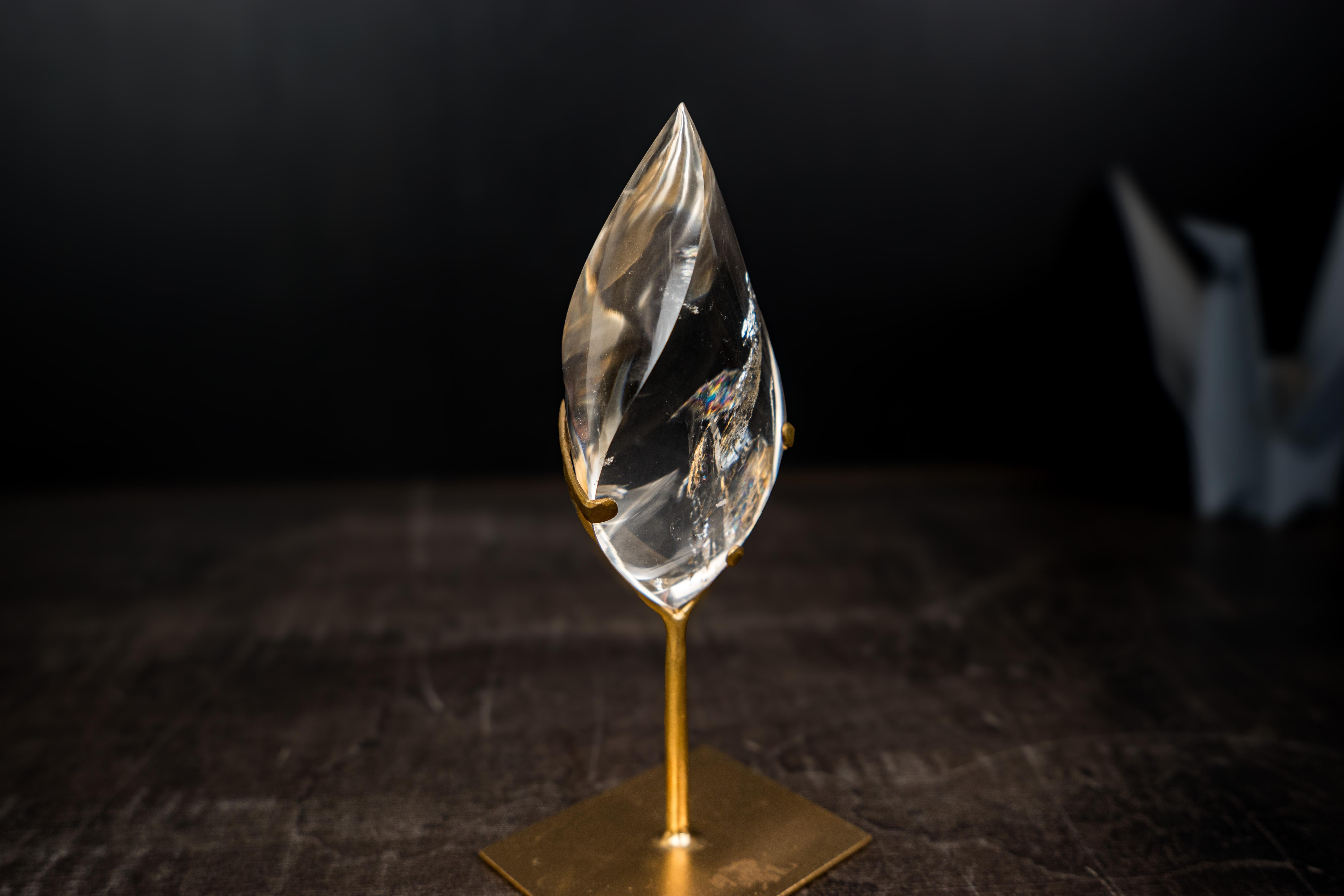AAA-Grade Water-Clear Quartz Flame Sculpture For Sale 2