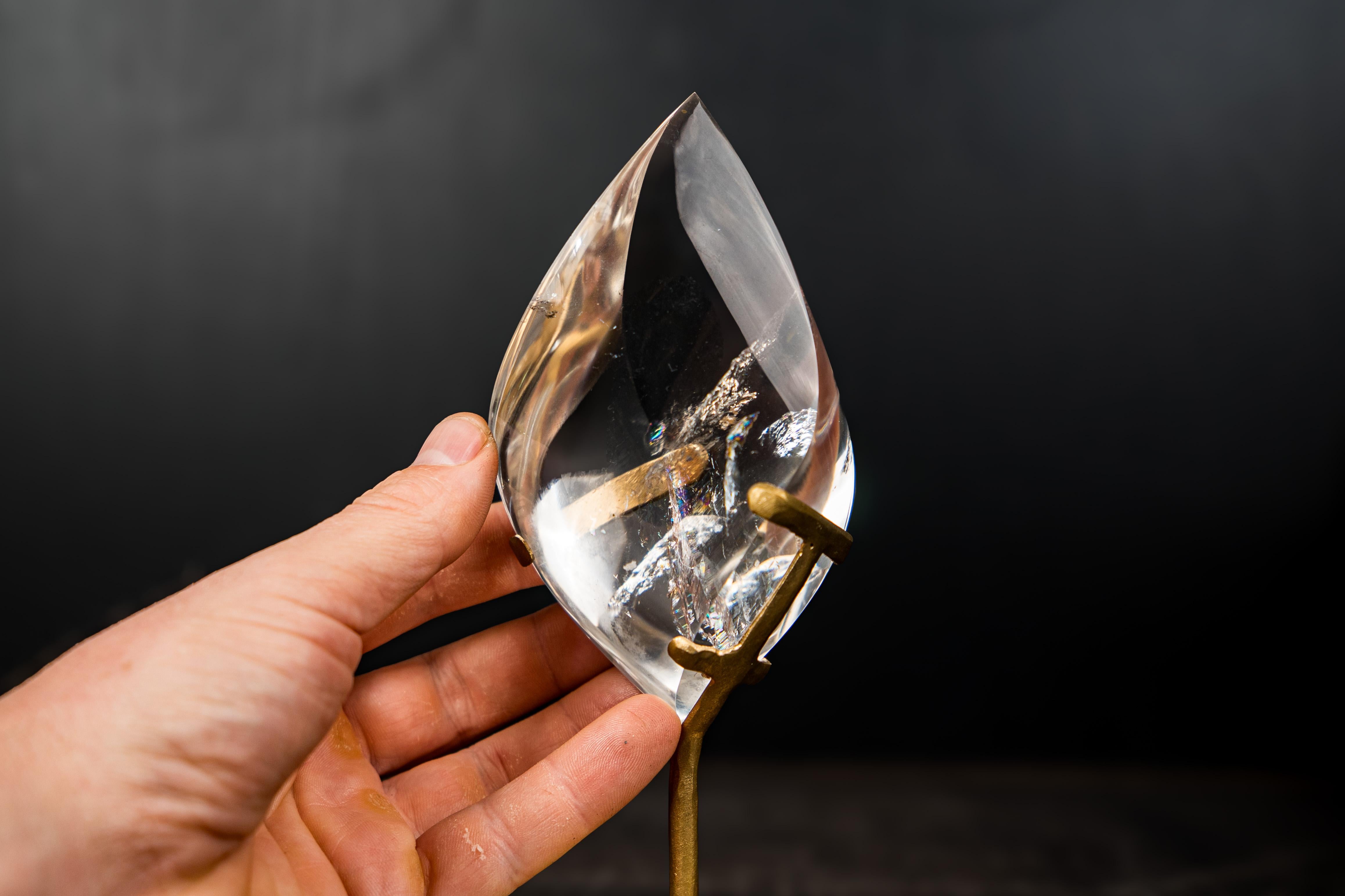 AAA-Grade Water-Clear Quartz Flame Sculpture For Sale 3