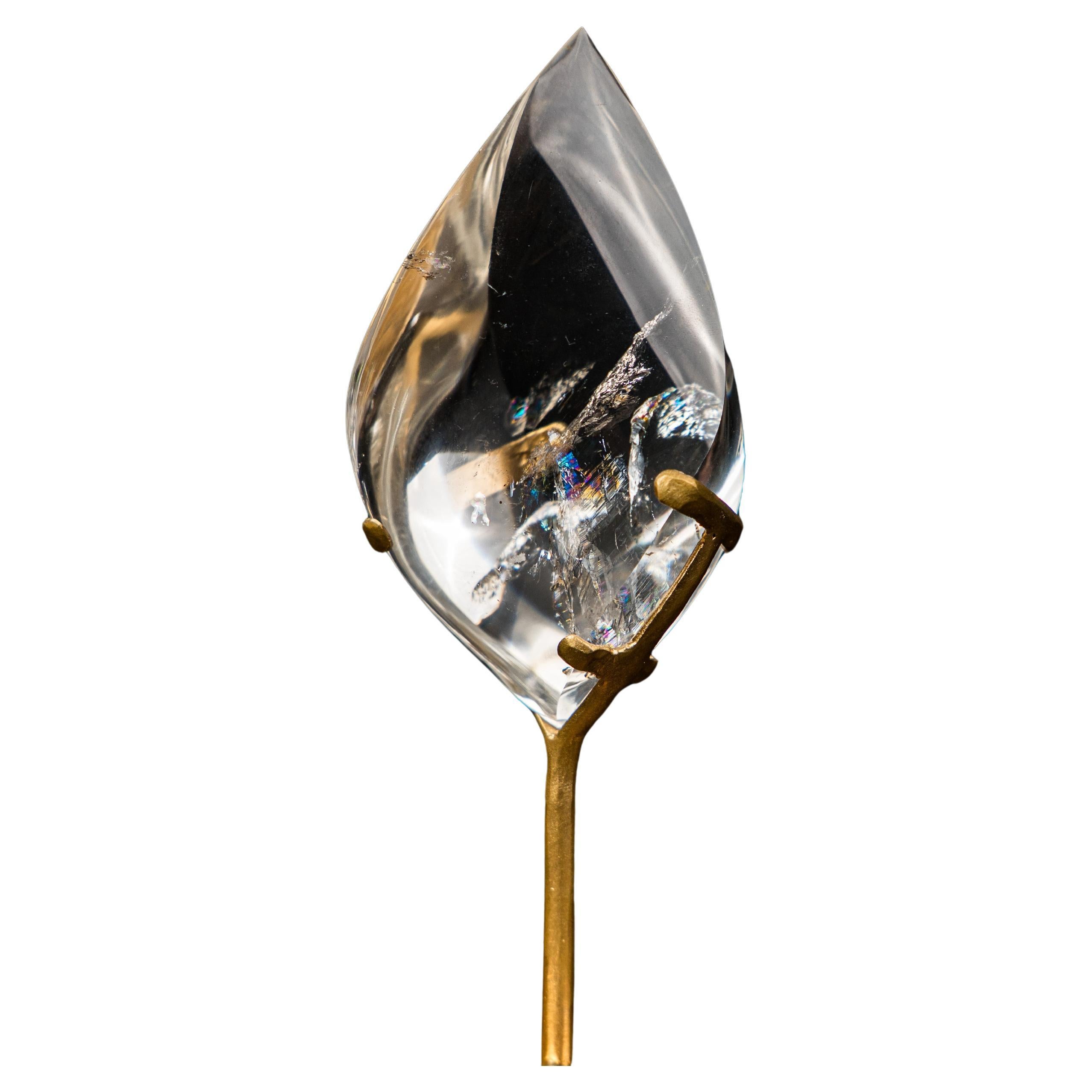 AAA-Grade Water-Clear Quartz Flame Sculpture