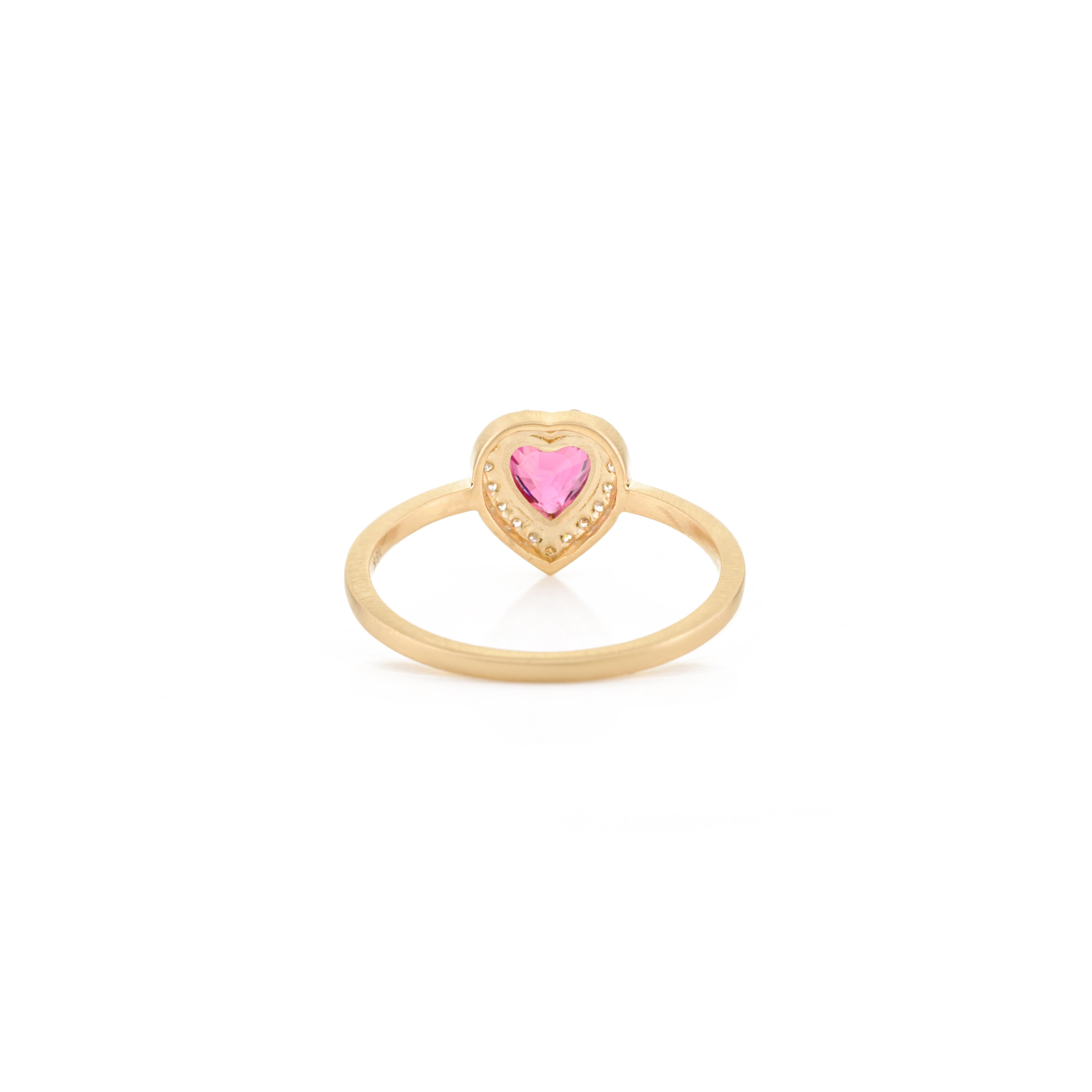 For Sale:  AAA Heart Cut Ruby Diamond Halo Valentine Ring Gift in 18k Solid Yellow Gold 7