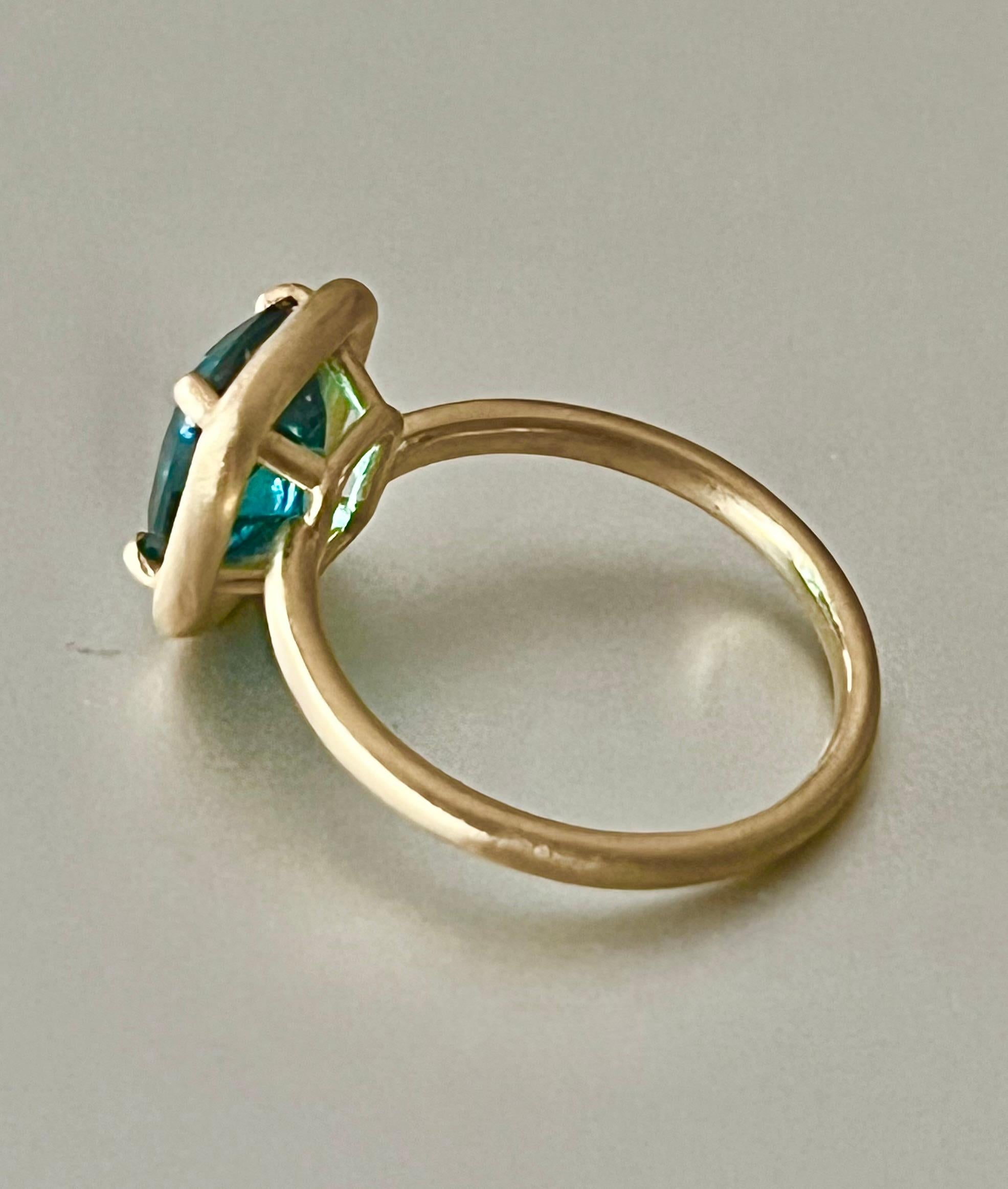 Emerald Cut AAA Indicolite 18K Gold Ring one of a kind, sizable 6 