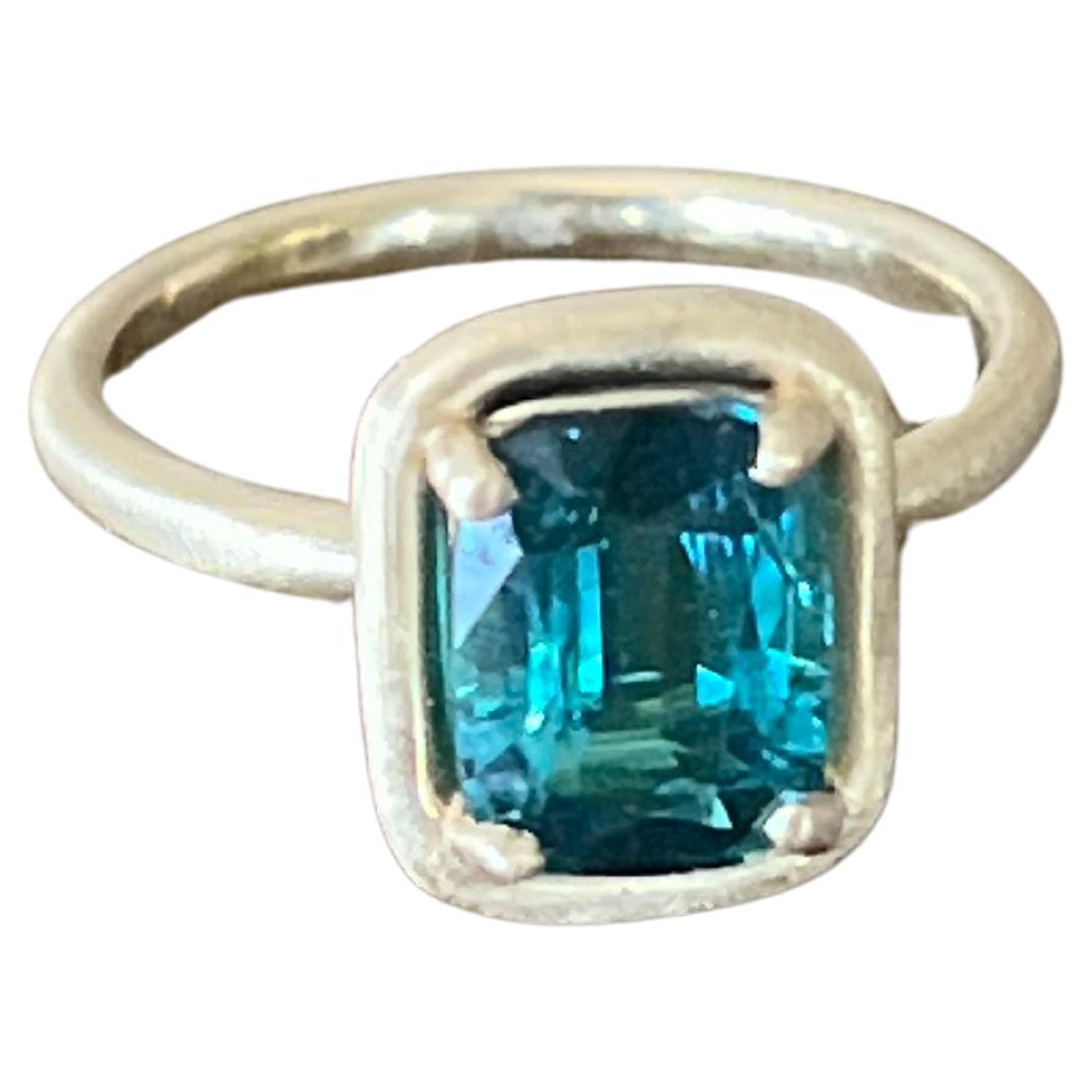 AAA Indicolite 18K Gold Ring one of a kind, sizable 6 "Gwendolyn" For Sale
