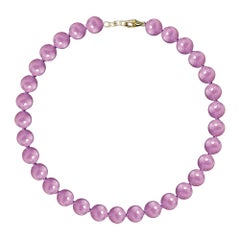 AAA Kunzite Bead Necklace 14 Karat Yellow Gold