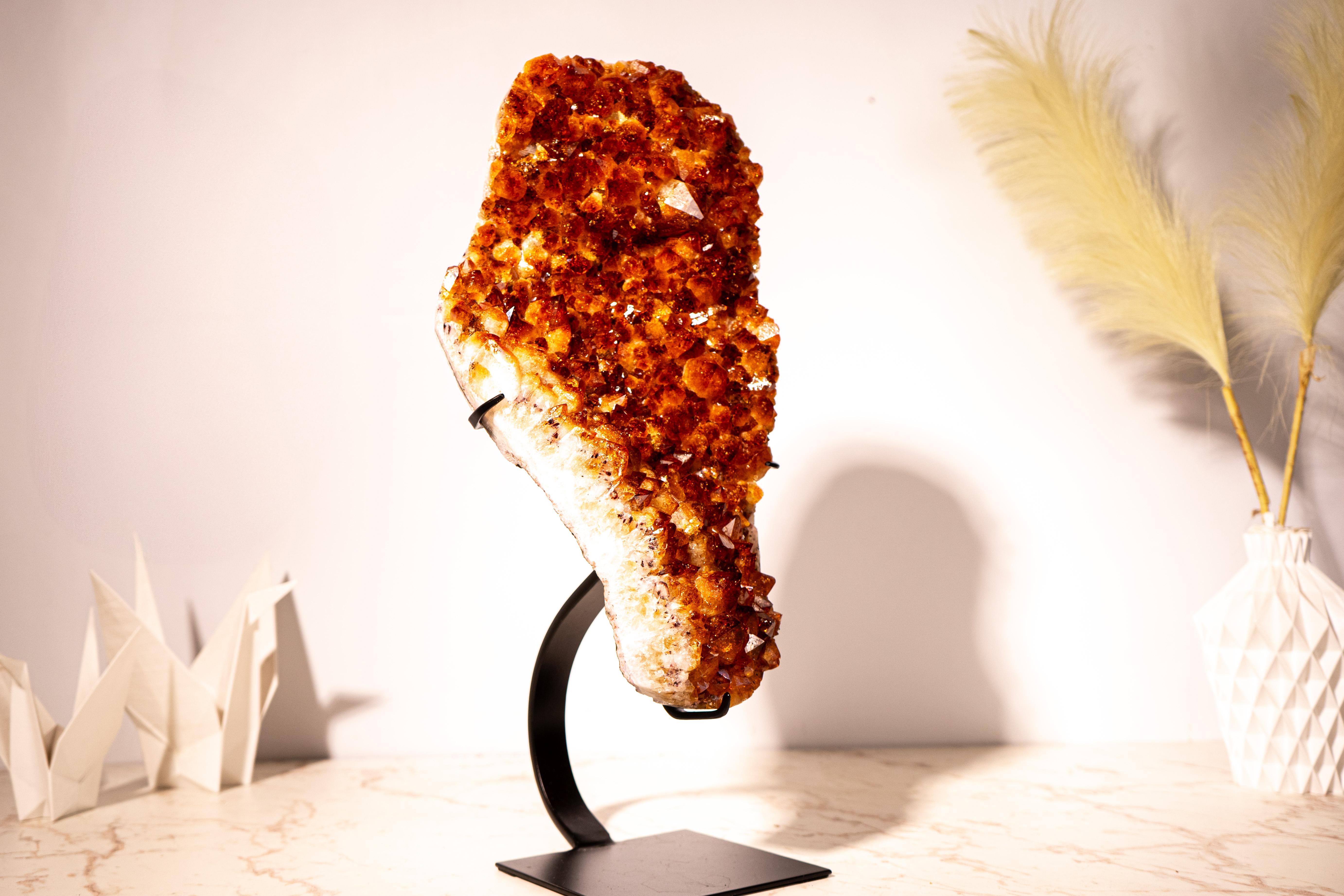 Stunning AAA Citrine Geode Cluster with Madeira Orange AAA Points

▫️ Description

An extraordinary Citrine Cluster from Brazil, showcasing world-class characteristics. Its deep, rich Madeira orange tone that brings beauty and elegance, making it a