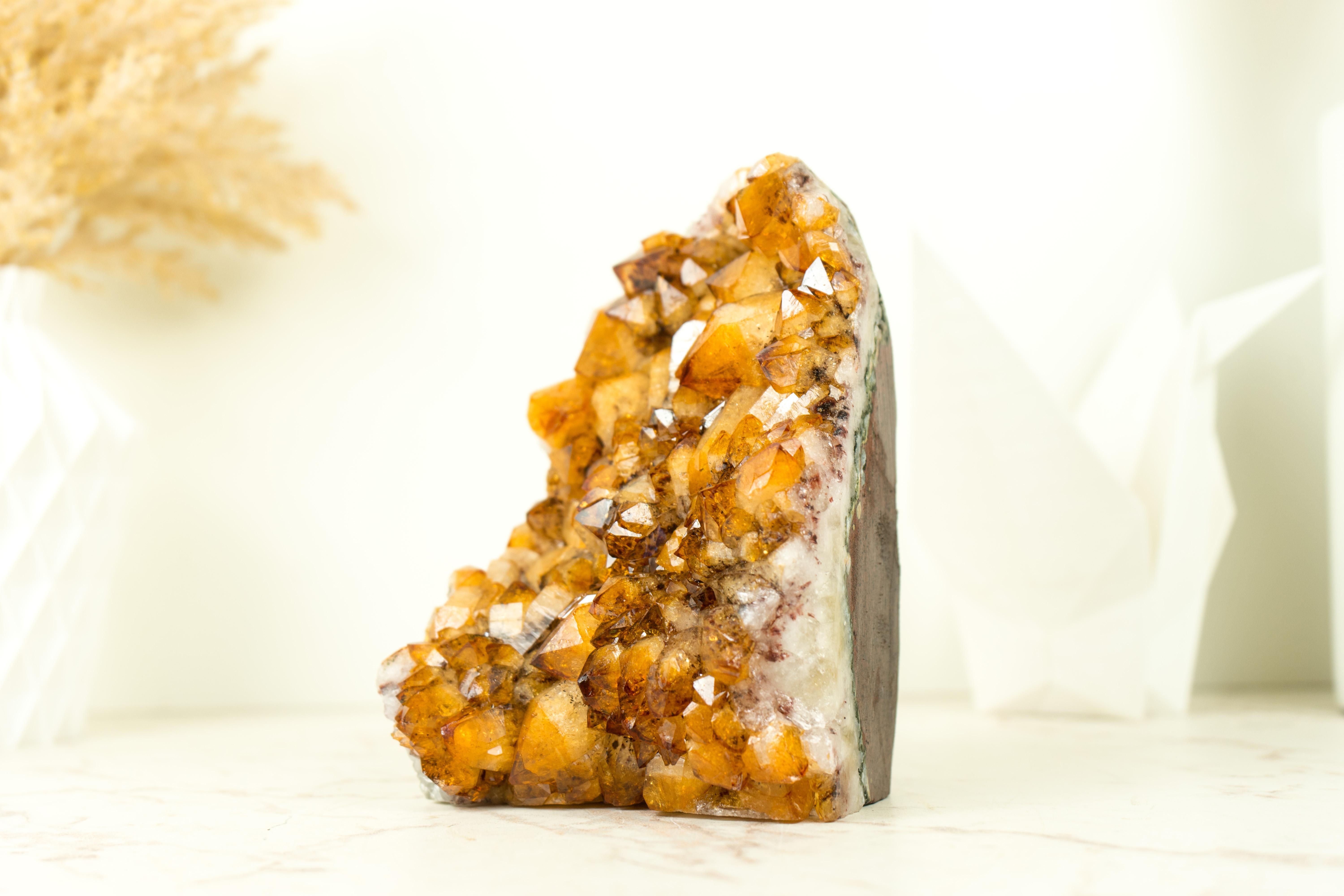 Amethyst AAA Madeira Orange Natural Citrine Cluster with Large Citrine Druzy For Sale