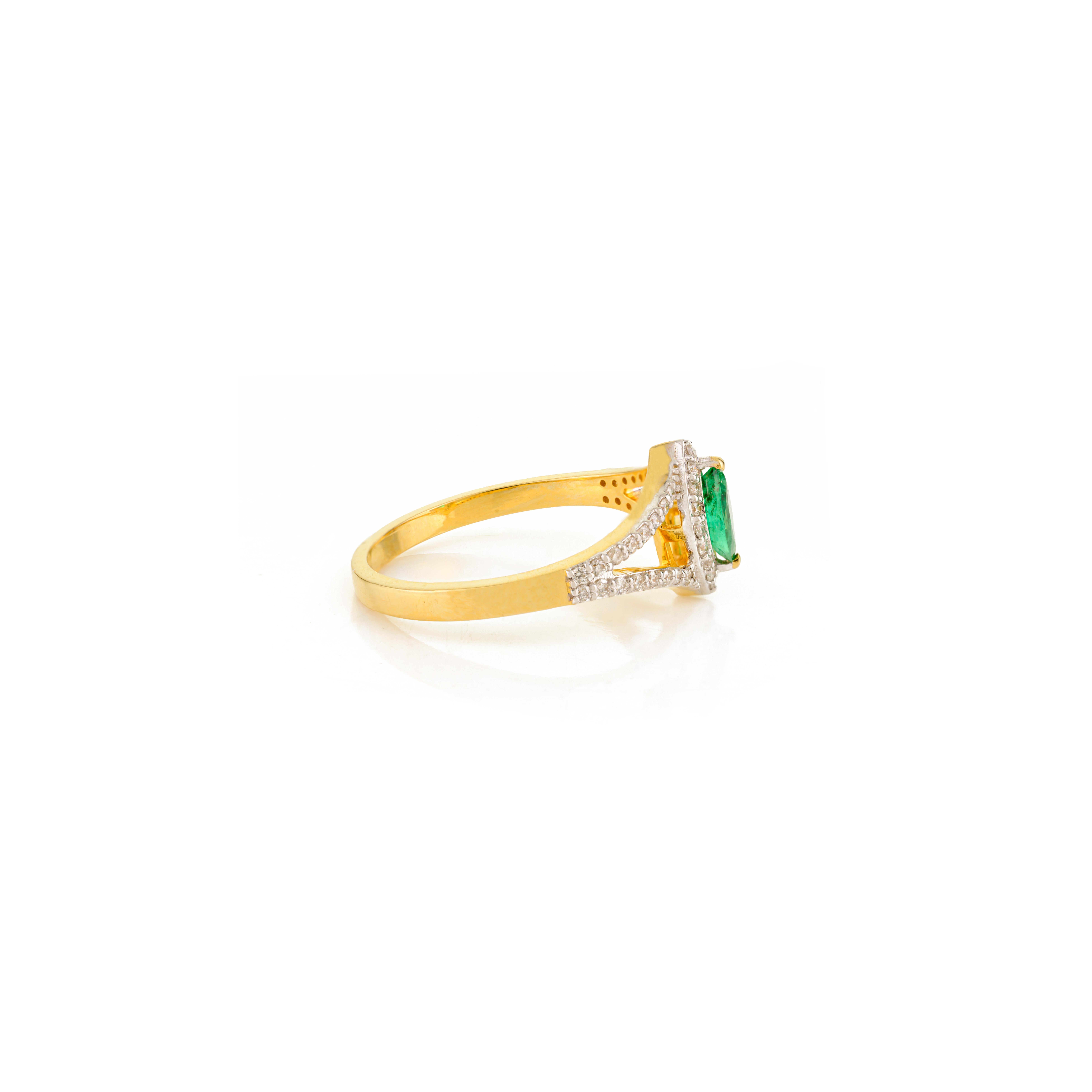 in vendita:  AAA Anello con gambo di smeraldo marquise e diamante in oro giallo 18 carati per donna 5