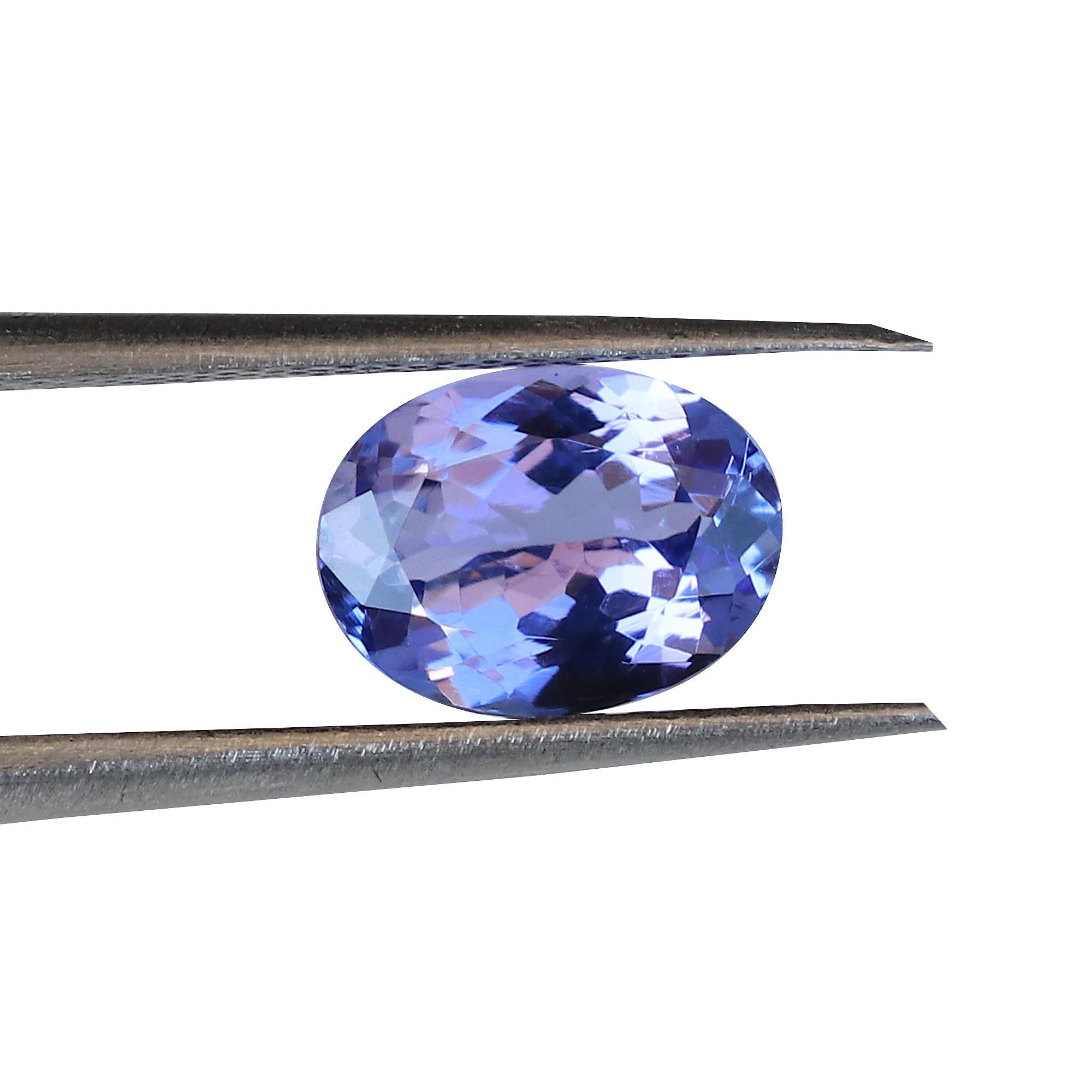 Women's or Men's AAA Oval Natural Tanzanite 7x9mm Loose Gemstone December Birthstone 1.98 Cts For Sale