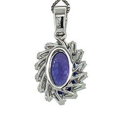 AAA Oval Tanzanite and Diamond Pendant in 18KW Gold