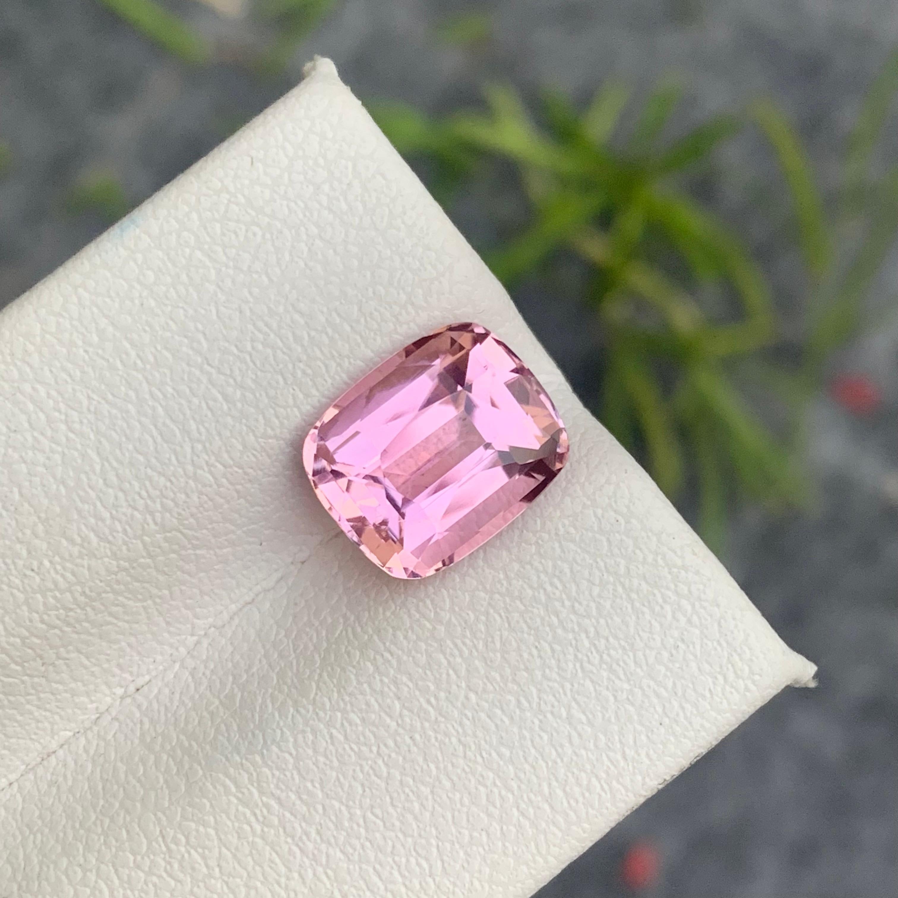 Faceted Tourmaline
Weight: 4.05 Carats
Dimension: 8.4x8.7x6.1 Mm
Origin: Kunar Afghanistan
Color: Pink
Shape: Cushion
Clarity: Eye Clean
Certificate: On Demand

With a rating between 7 and 7.5 on the Mohs scale of mineral hardness, tourmaline