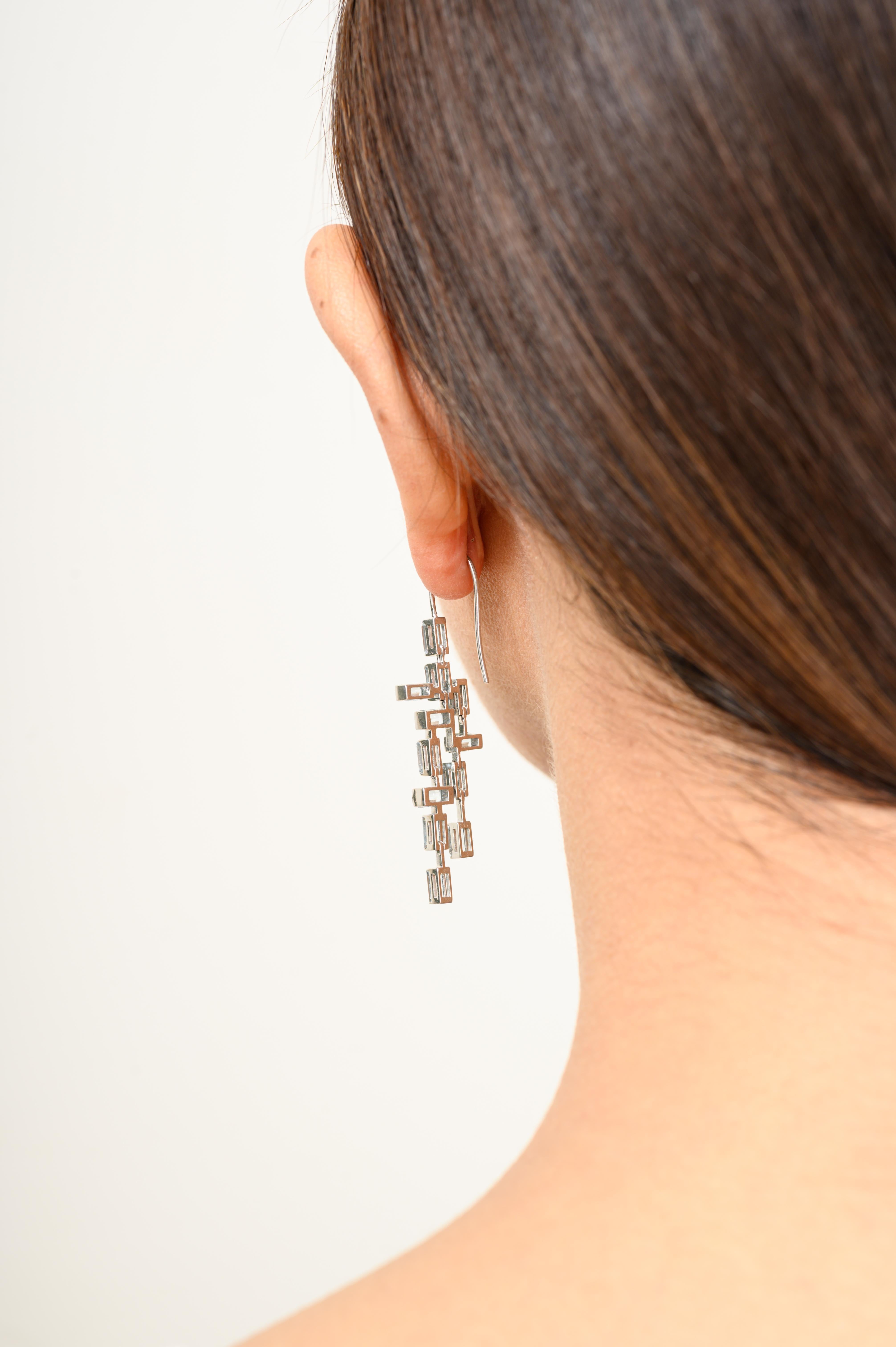 Women's AAA Quality 7.5 CT Aquamarine Chandelier Dangle Earrings Made in 18k White Gold For Sale