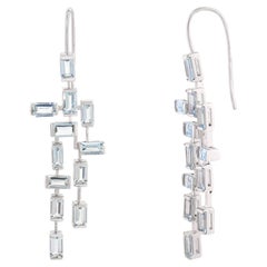 Orecchini pendenti con lampadario di acquamarina di qualità AAA da 7,5 CT in oro bianco 18k