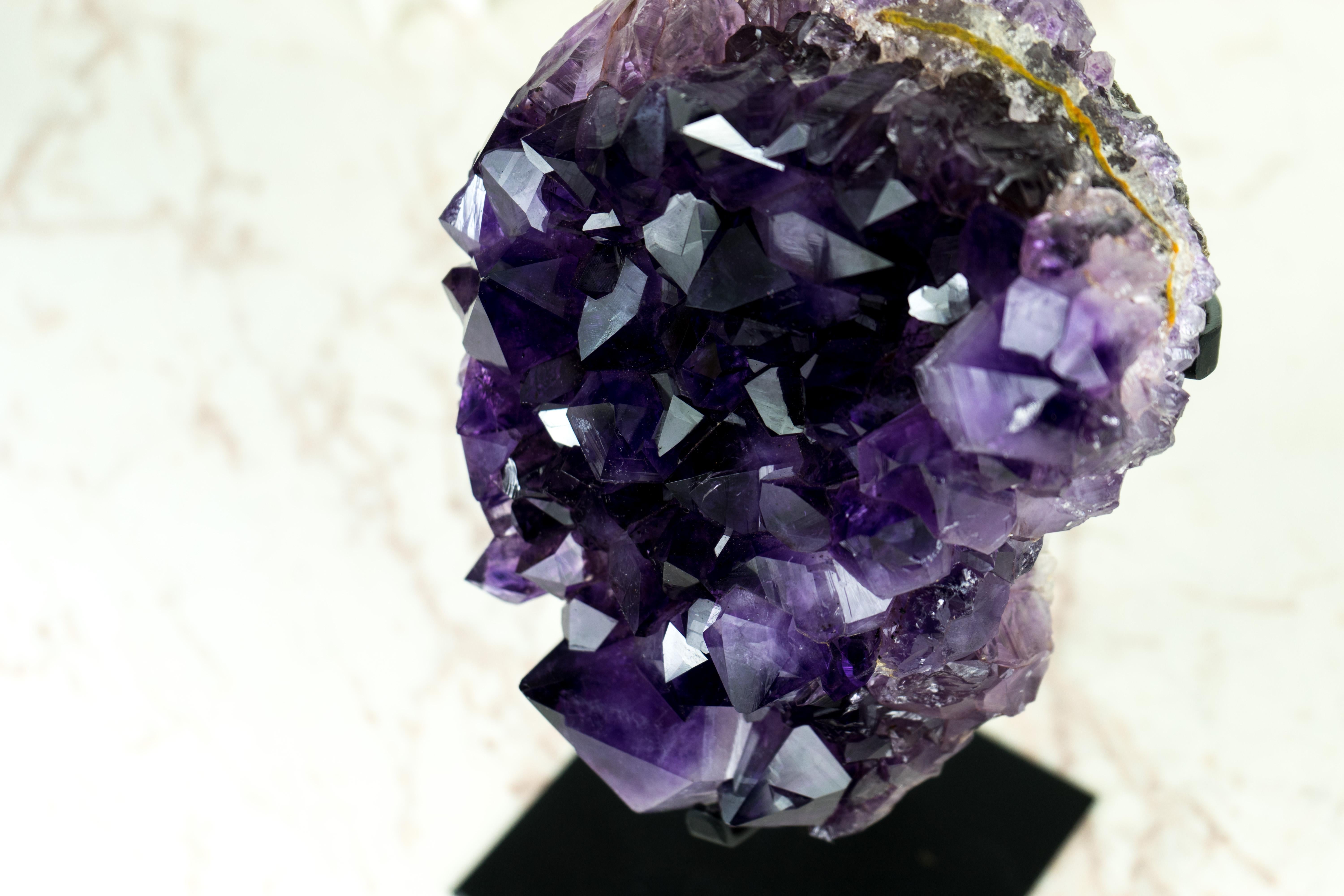 Brazilian AAA-Quality Amethyst Geode Cluster with Grape Jelly Purple Amethyst Druzy For Sale