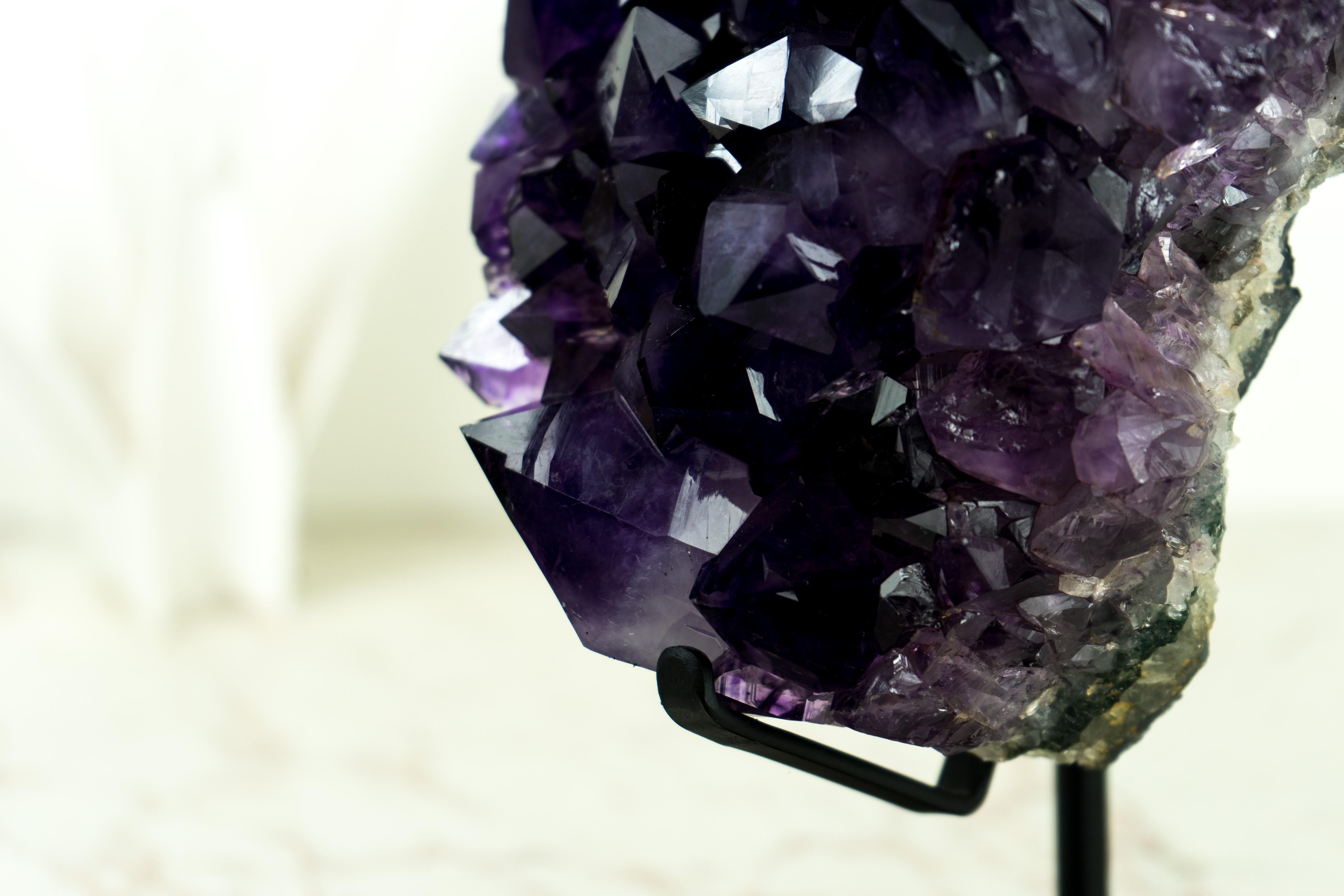 Contemporary AAA-Quality Amethyst Geode Cluster with Grape Jelly Purple Amethyst Druzy For Sale