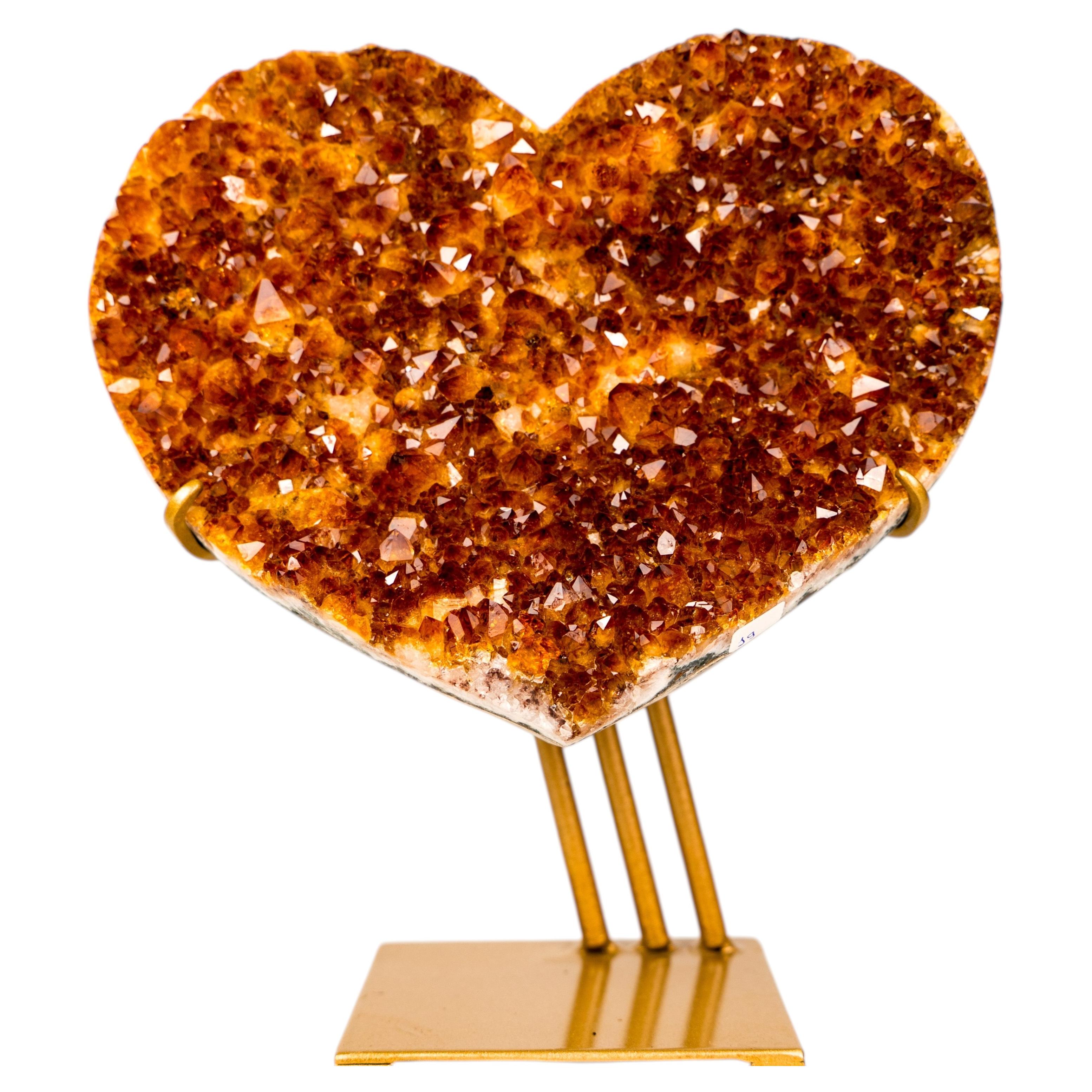 AAA-Quality Citrine Heart with rare Madeira Orange Druzy