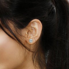 AAA Quality Grey Freshwater Cultured Pearl Earring Stud on 14 Karat White Gold