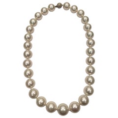 AAA Quality White South Sea Pearl Necklace with White Gold Clasp