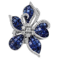 NO RESERVE - Royal Blue 6.02cttw Sapphire & 0.70ct Diamonds, 18K White Gold Ring