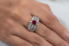 AAA Ruby Diamond Cluster Dome Ring for Wedding in 18k Solid White Gold