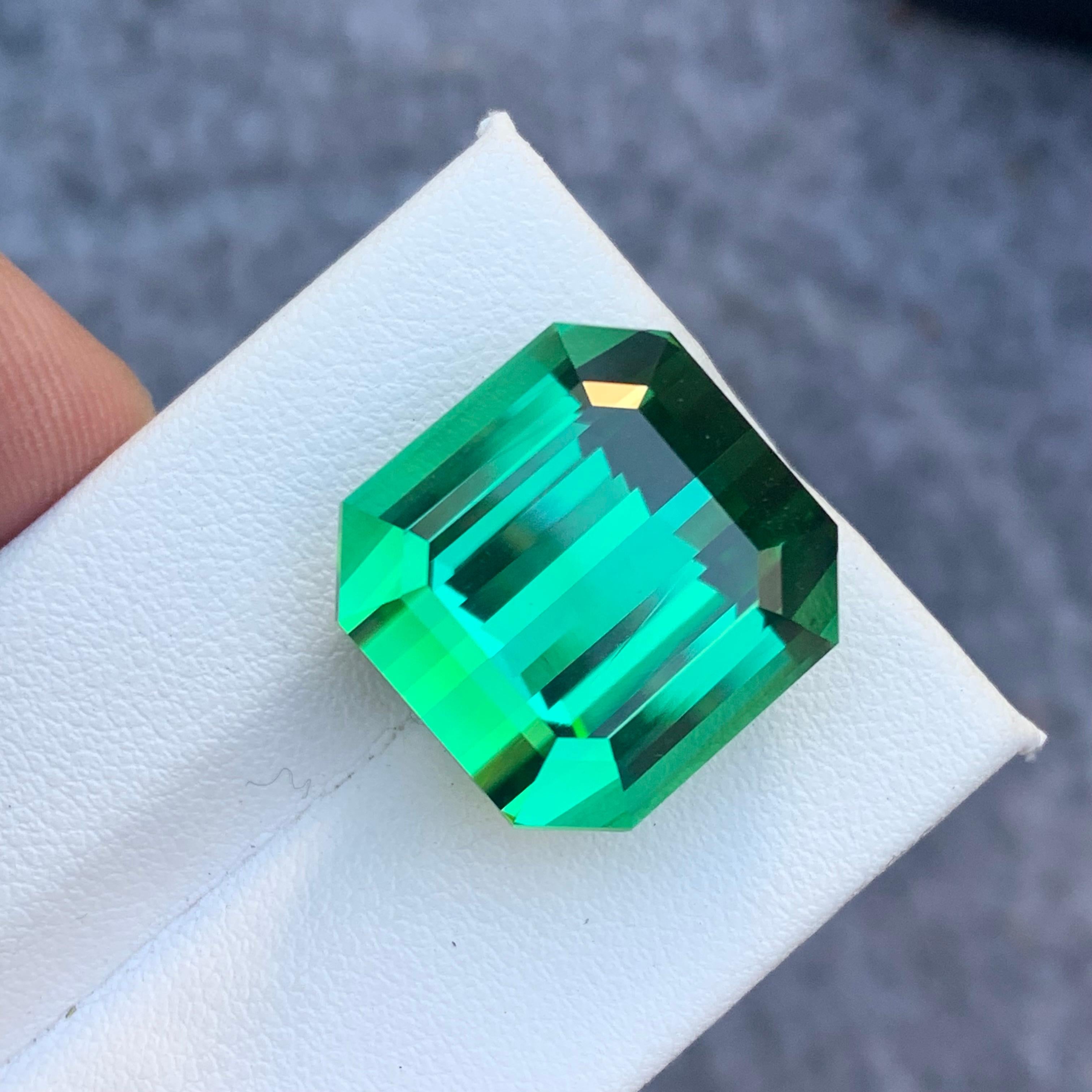 AAA Top Quality 31.15 Carat Natural Lagoon Tourmaline Emerald Cut Gemstone For Sale 3