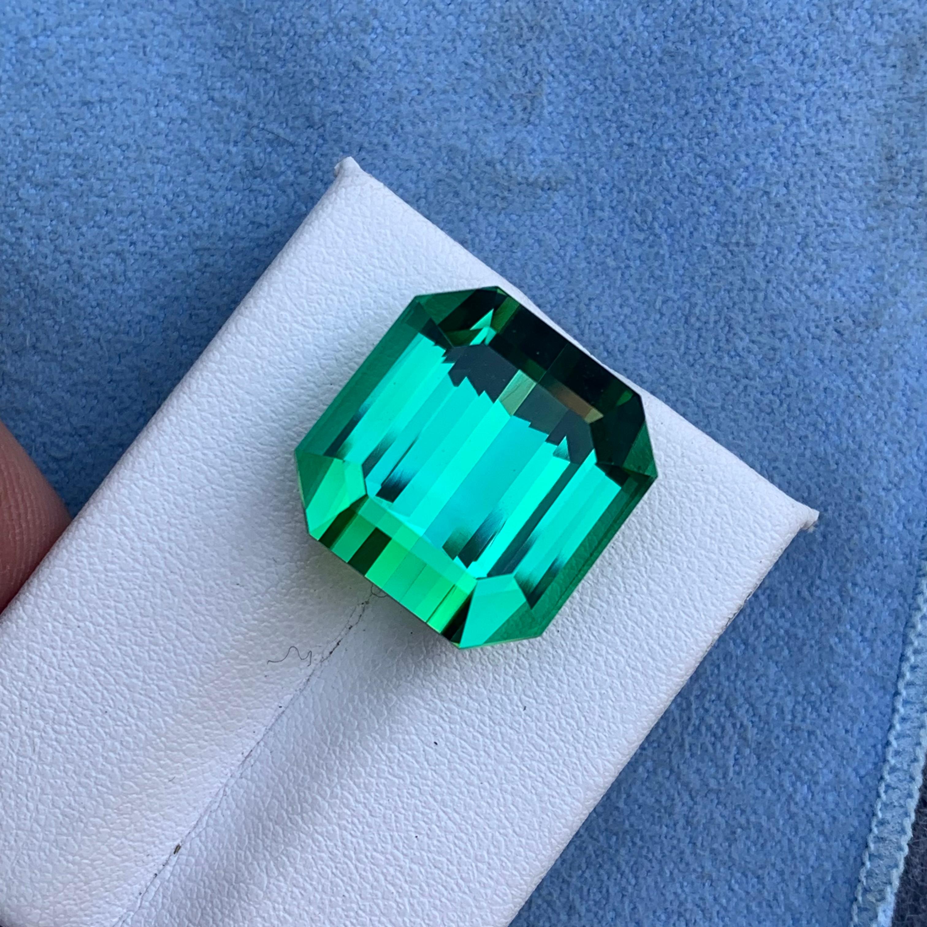 AAA Top Quality 31.15 Carat Natural Lagoon Tourmaline Emerald Cut Gemstone For Sale 5