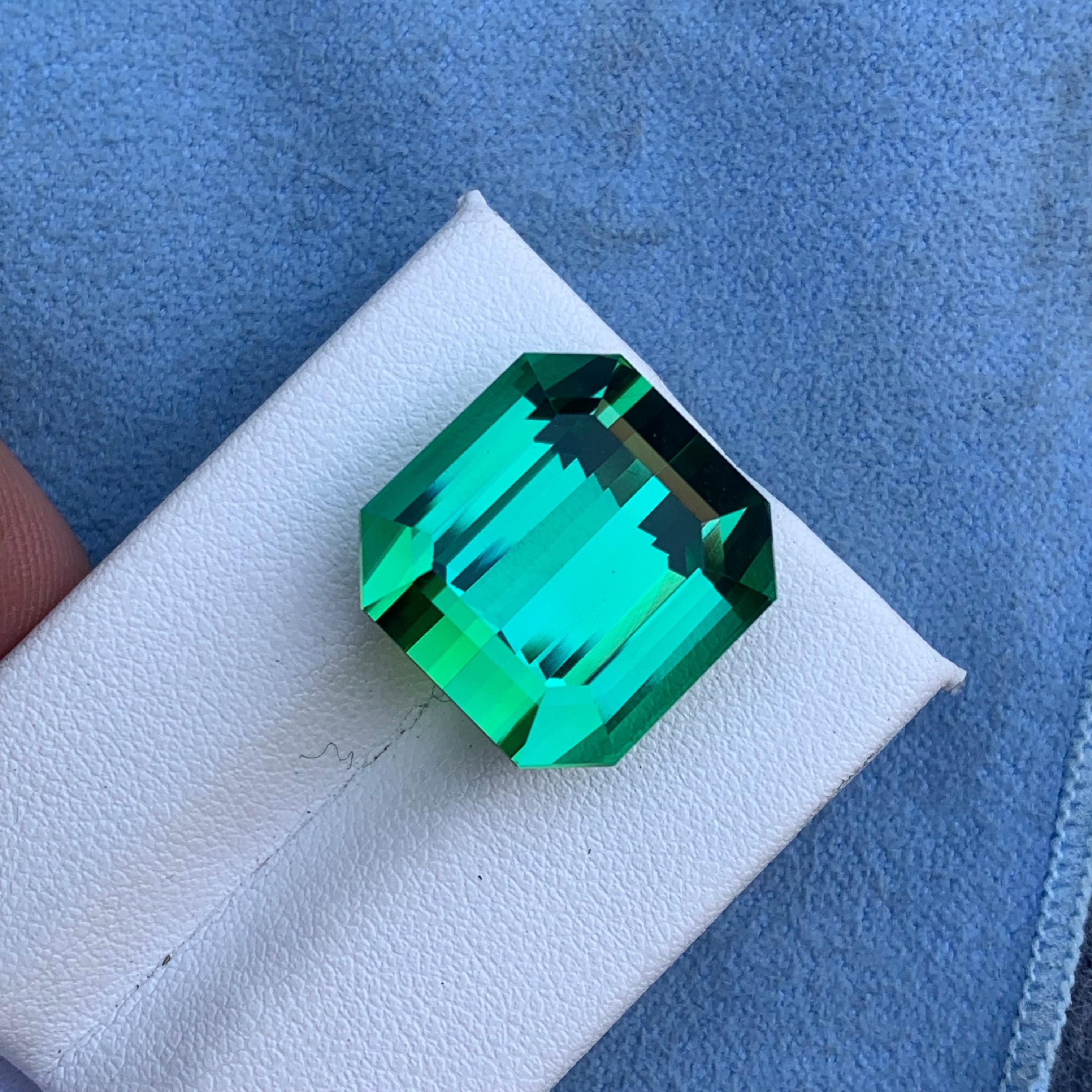 AAA Top Quality 31.15 Carat Natural Lagoon Tourmaline Emerald Cut Gemstone For Sale 6