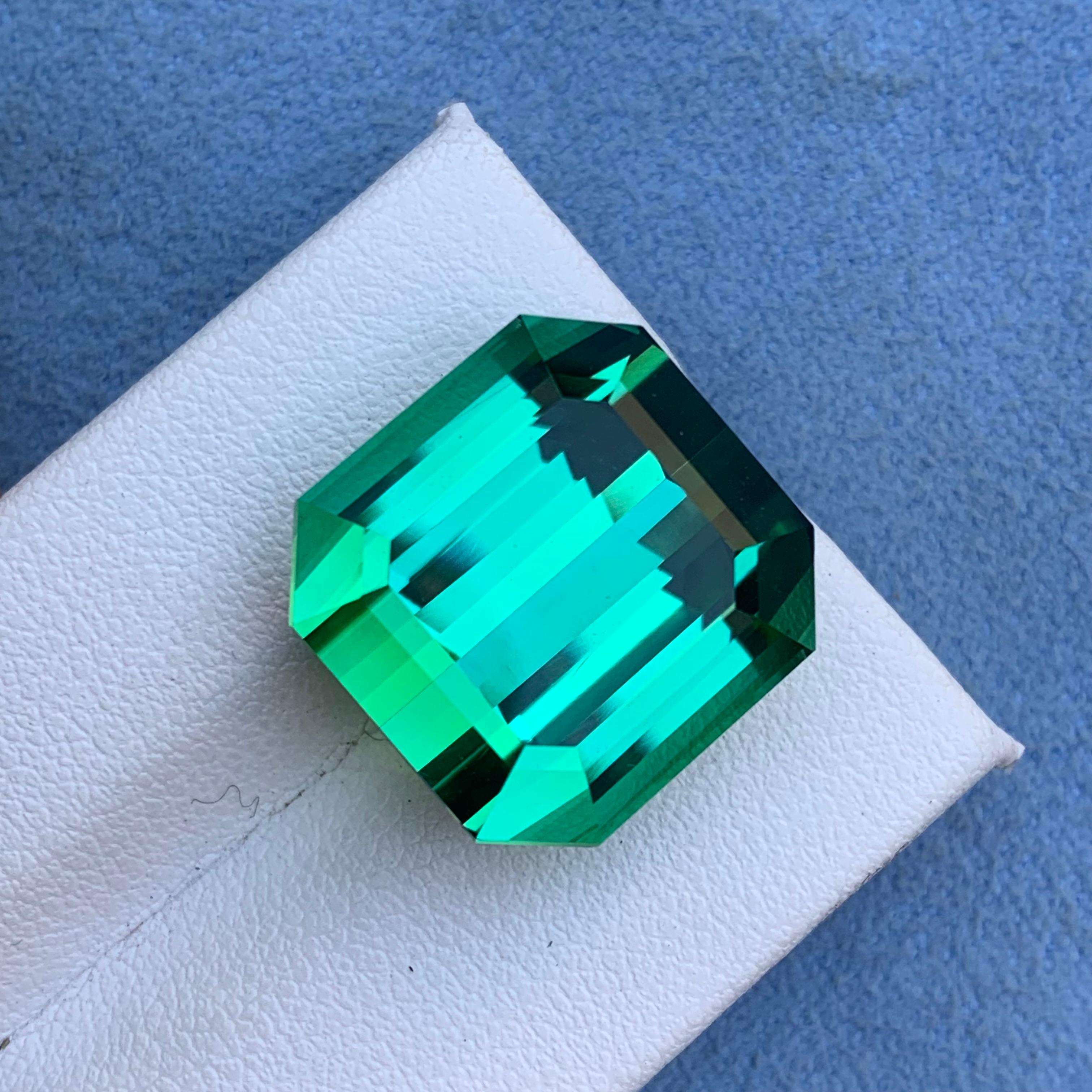 AAA Top Quality 31.15 Carat Natural Lagoon Tourmaline Emerald Cut Gemstone For Sale 7