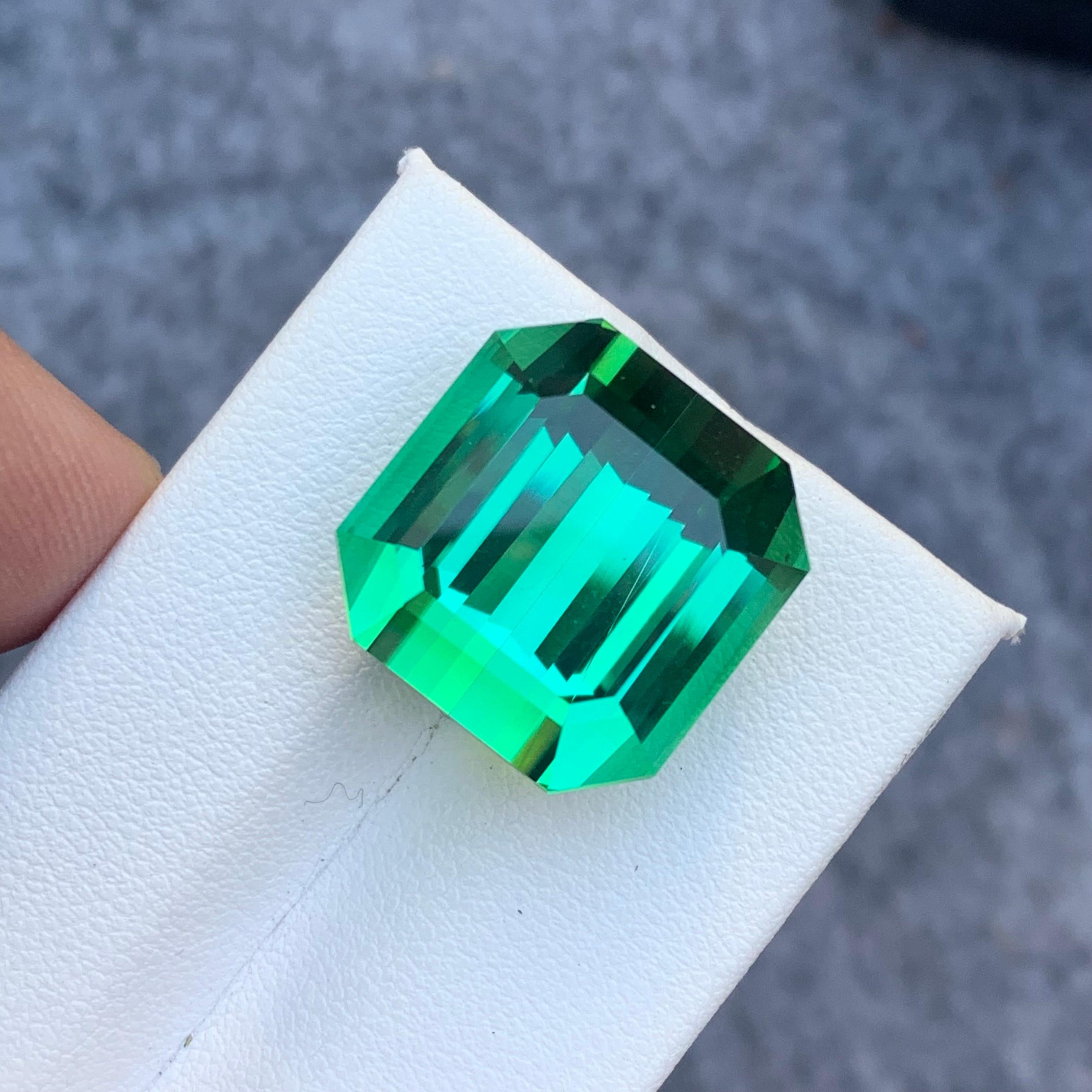 AAA Top Quality 31.15 Carat Natural Lagoon Tourmaline Emerald Cut Gemstone For Sale 1