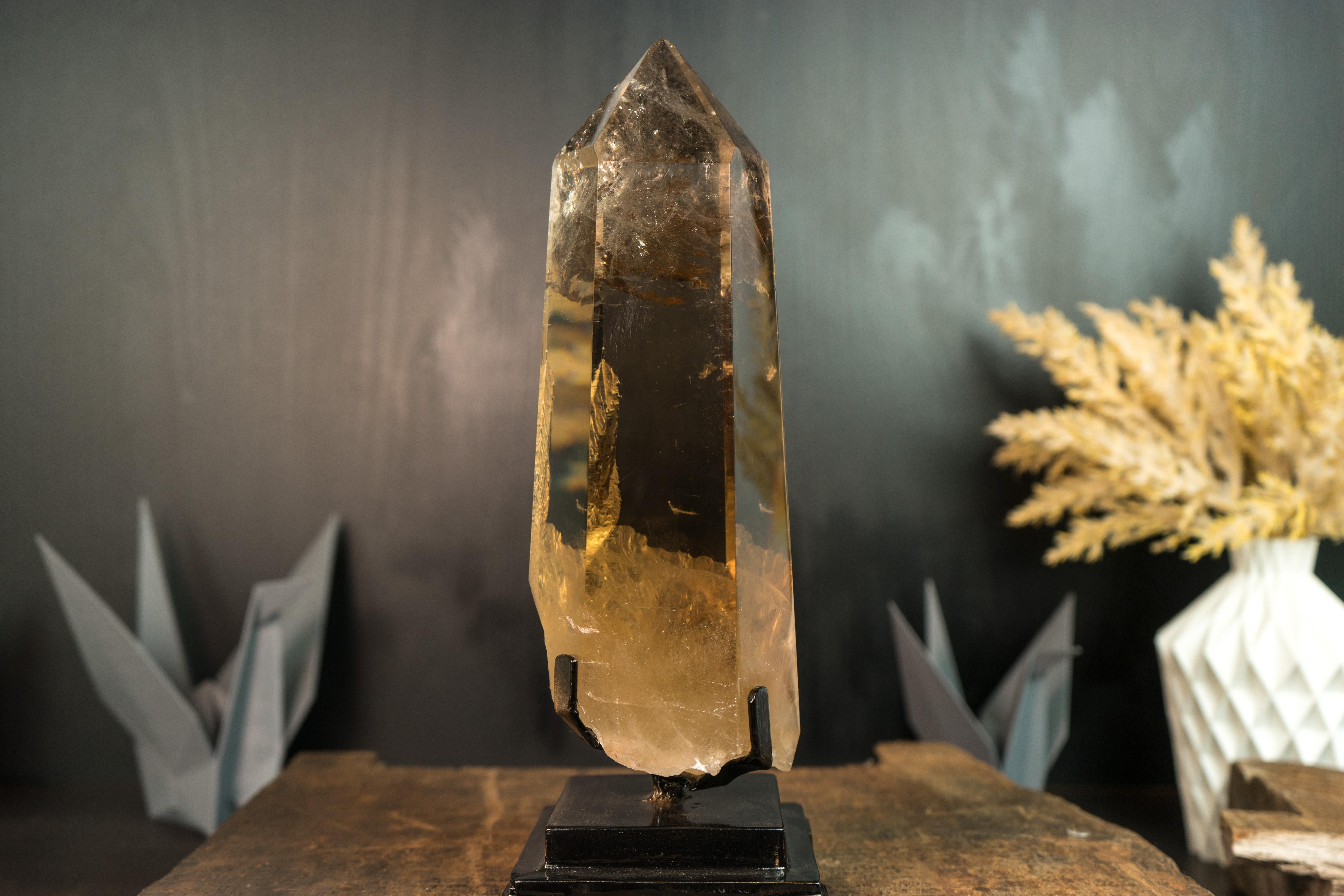 Contemporary AAA Water Clear Honey Orange Citrine, A Natural, Raw, and Large Citrine Tower For Sale
