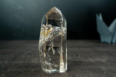 AAA Water-Clear Lemurian Quartz Obelisk Point with Orange Hematite