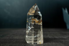 AAA Water-Clear Lemurian Quartz Obelisk with Orange Hematite Inclusions