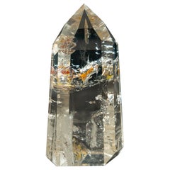 AAA Water-Clear Lemurian Quartz Obelisk with Orange Hematite Inclusions