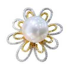 【Vine Symphony】Imperial Bloom Aurora South Sea Pearl Diamond Ring in 18K Gold