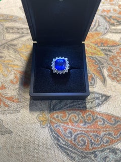 9.00 ctw AAAA/Block D Tanzanite and E-F/VS Diamond Platinum Cocktail Ring