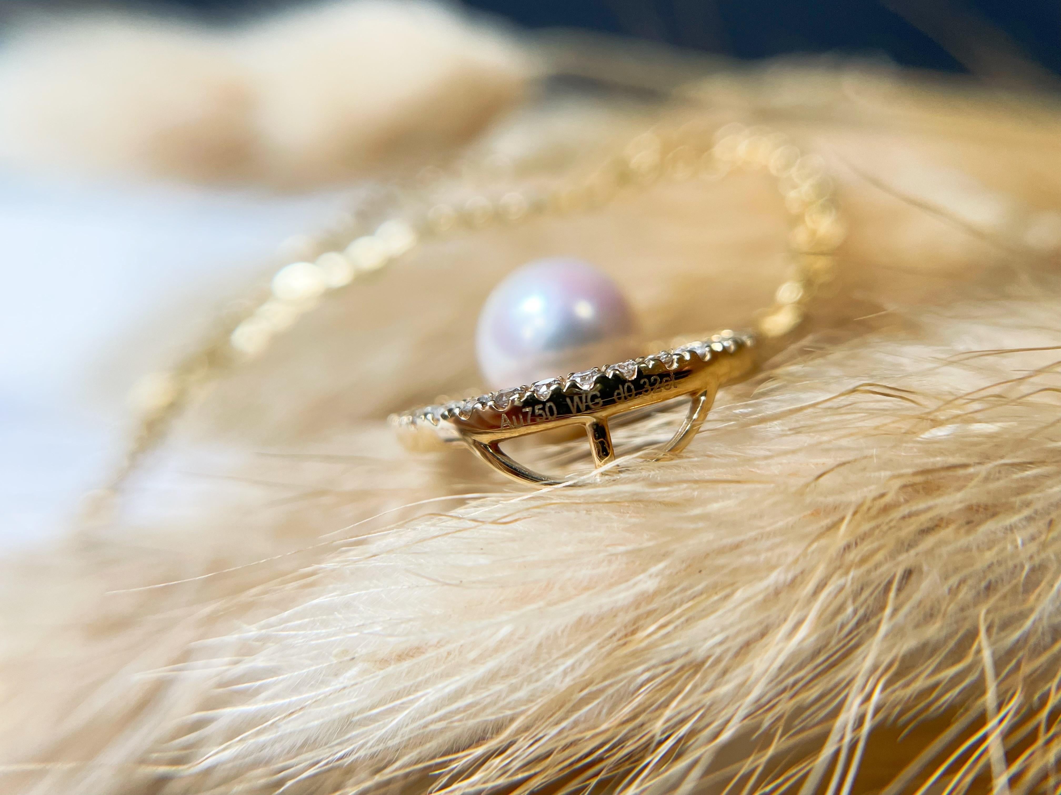 AAAA Grade Japan Akoya Pearl Mirror Like Circle Diamond Pendant For Sale 2