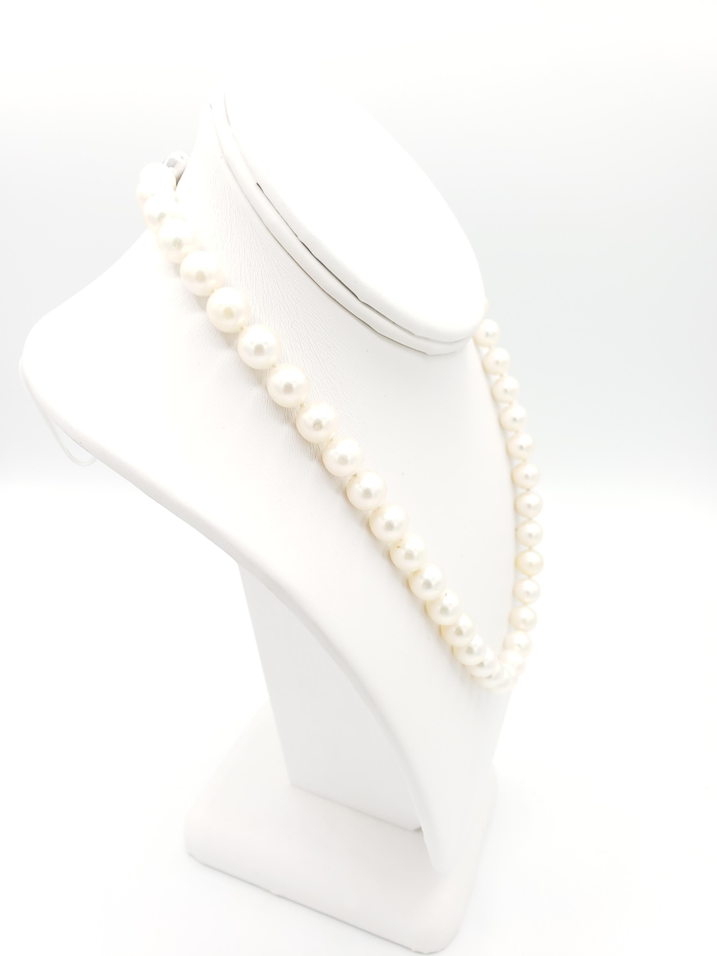 AAA+ Qualität Japanische Akoya Salz-Wasser-Halskette mit weißen Perlen (Viktorianisch) im Angebot